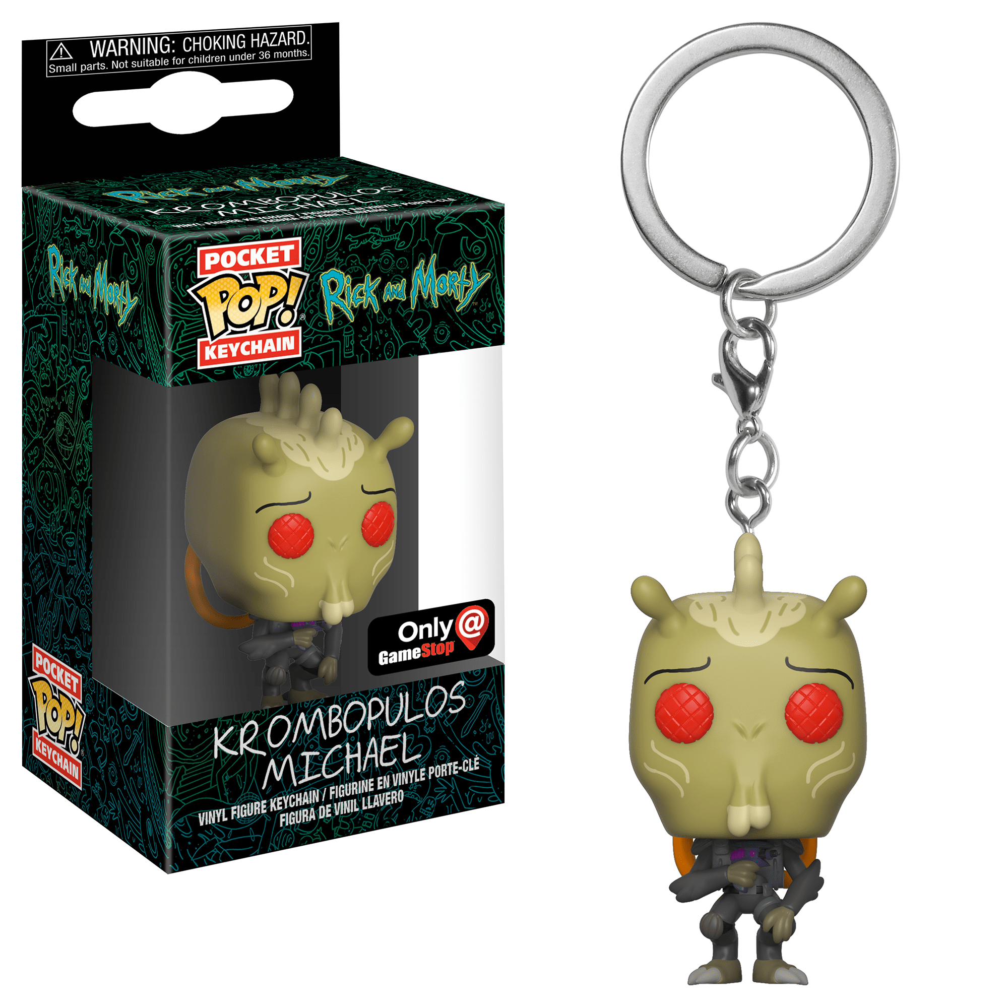 Funko Pocket POP Keychain - Rick and Morty Krombopulos Michael Collectible | GameStop Exclusive | Perfect for Backpacks, Keychains & Pop Culture Fans