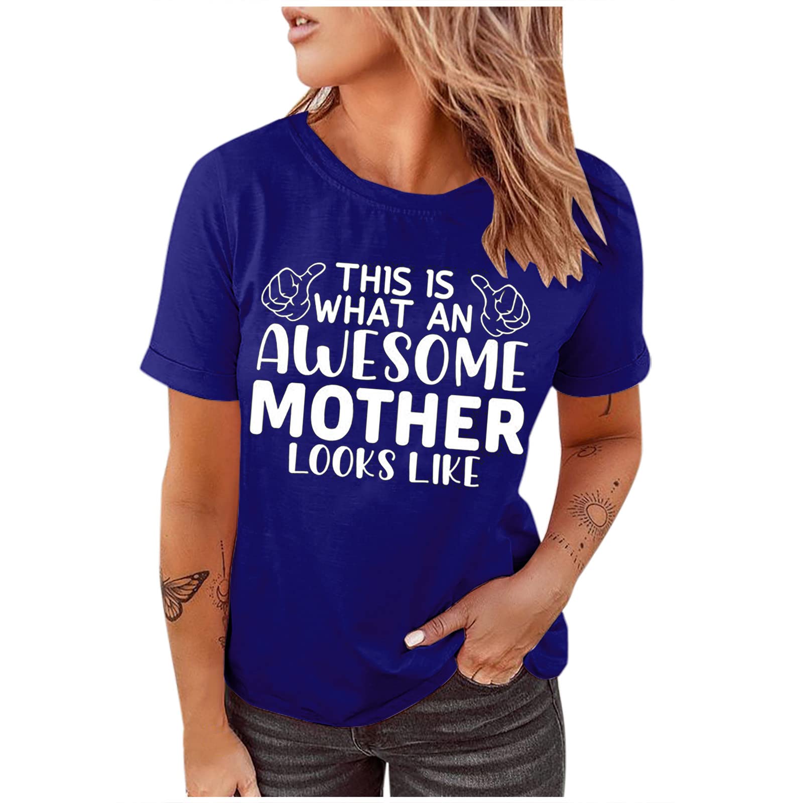 Women's Funny Cute Crewneck T-Shirts - Summer Casual Short Sleeve Loose Fit Blouses & Tops | Perfect for Everyday Wear, Weekend Outings and Beach Vacations