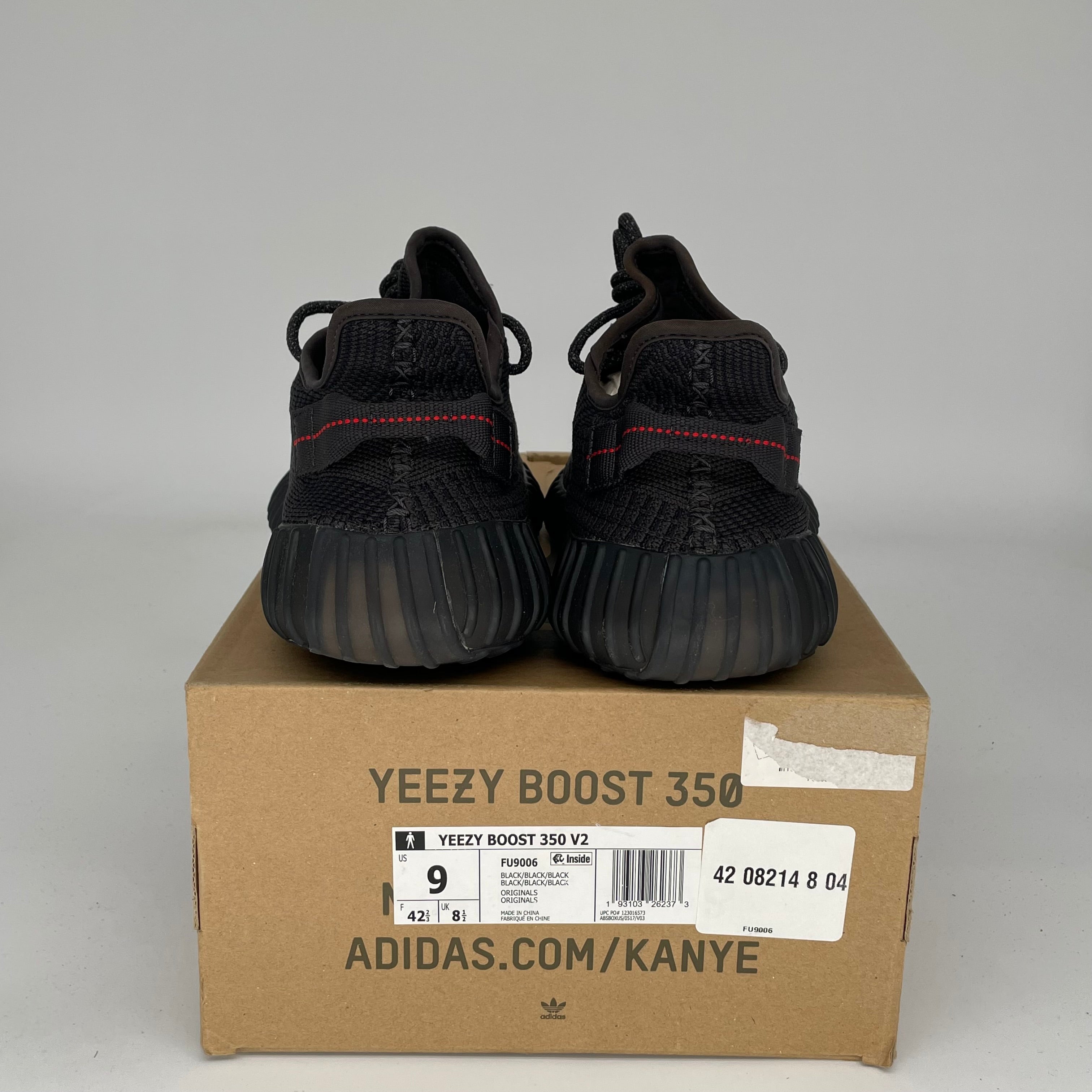 Adidas Yeezy Boost 350 V2 Black Non-Reflective Men's Running Shoes Size 9 - Style Code FU9006 | Perfect for Casual Wear, Gym & Street Fashion
