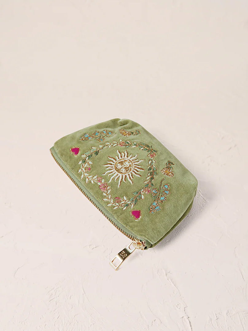 Elizabeth Scarlett Velvet Coin Purse - Olive Earth Goddess | Elegant Small Wallet for Women | Perfect for Parties, Travel & Everyday Use