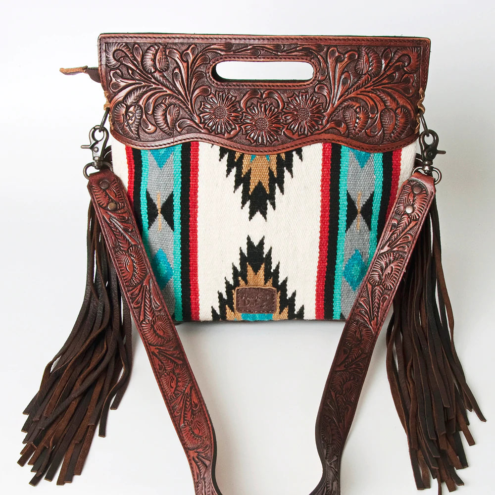 American Darling White, Turquoise & Red Aztec Crossbody Purse - Boho Chic Handbag for Women, Perfect for Festivals, Travel & Everyday Use