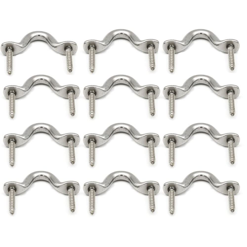 Stainless Steel Kayak Deck Loops - 12PCS Heavy Duty Eye Straps with 24 Screws for Tie Down Anchors, Boat Fenders & Kayak Top Straps | Perfect for Kayak Accessories, Canoe Rigging & Marine Deck Hardware Installation