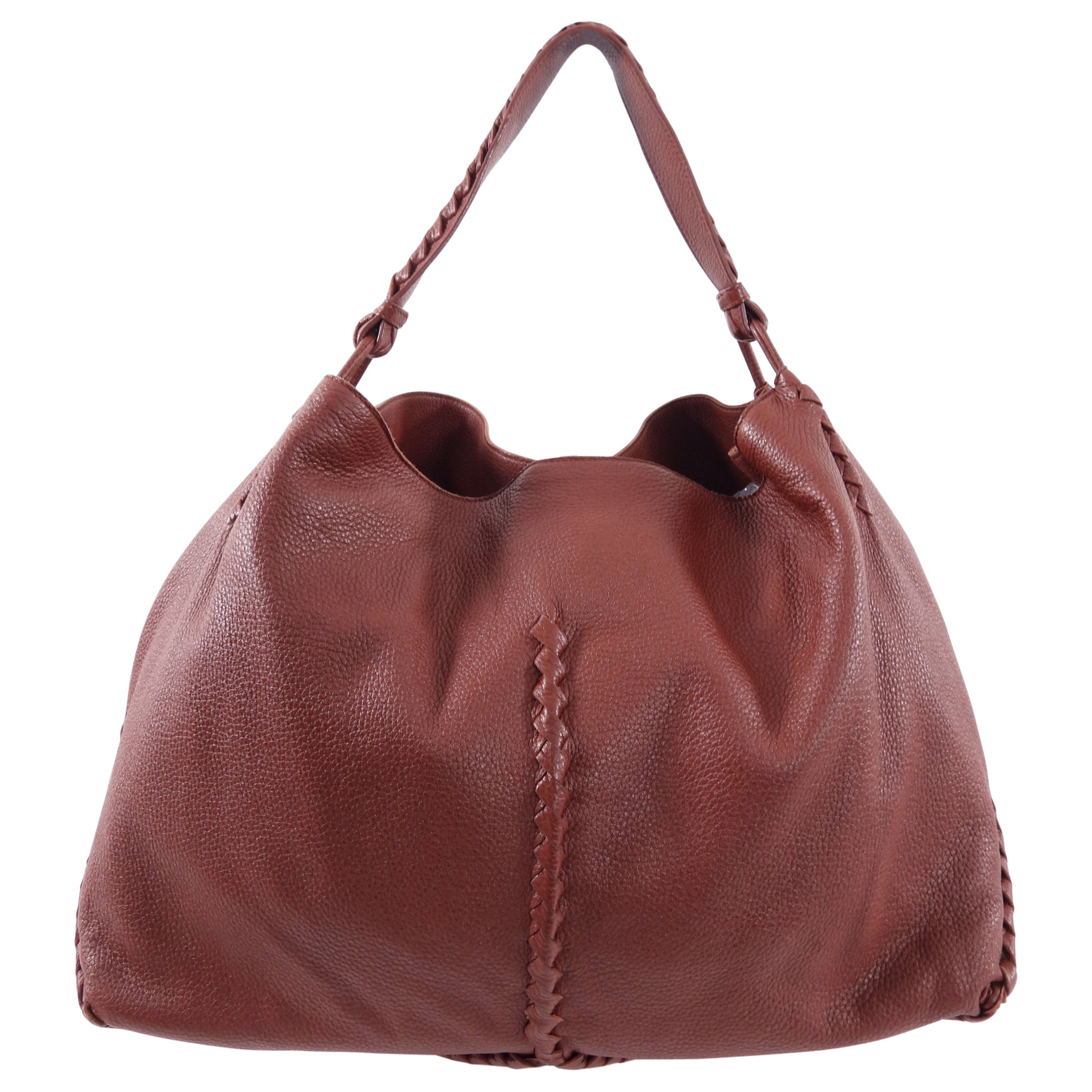 Bottega Veneta Burgundy Whipstitched Large Leather Tote Bag for Women - Stylish Work Bag, Travel Tote & Everyday Purse for Office, Commute & Shopping