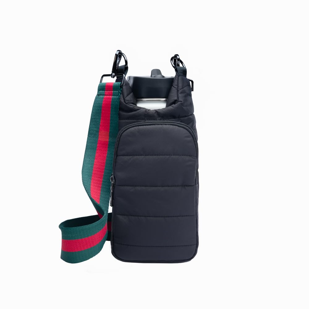 WanderFull Crossbody HydroBag - Quilted Water Bottle Carrier with Adjustable Strap | Stylish Puffer Tote for Gym, Hiking, and Everyday Use