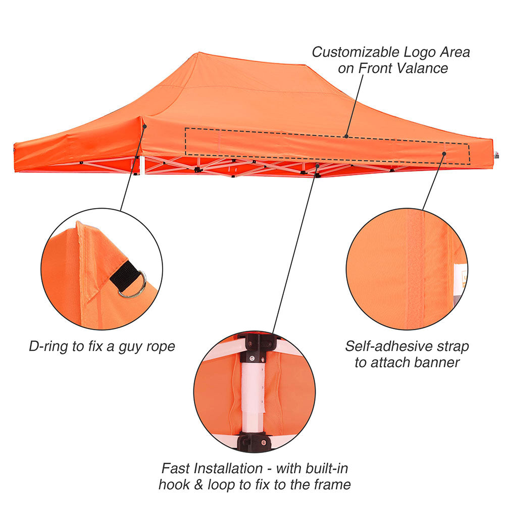 InstaHibit 10x15 Pop Up Canopy Replacement Top - CPAI 84 Fire Retardant Material - Perfect for Outdoor Events, Camping, and Beach Shade Shelter