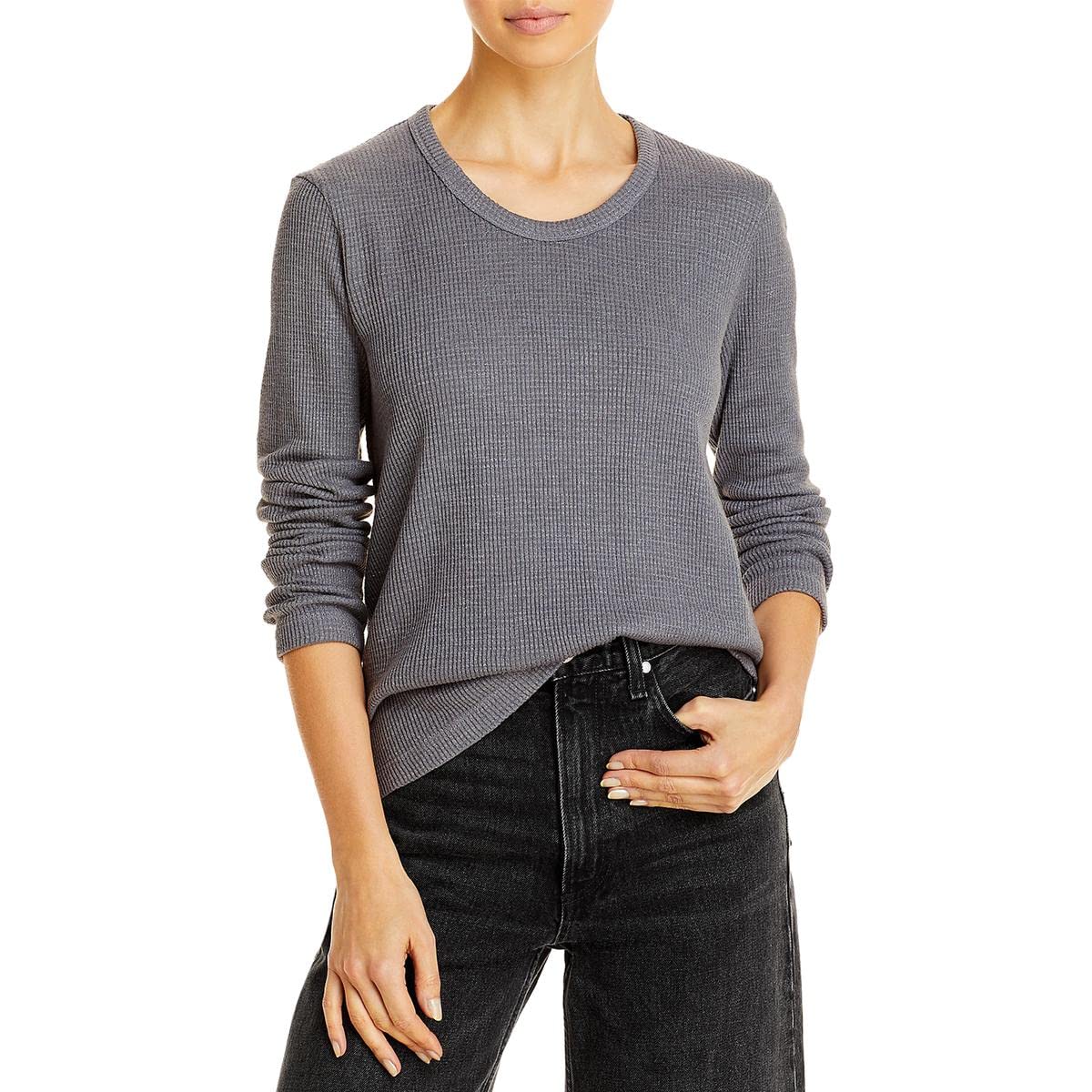 Women's Waffle Crewneck Henley Top - Soft & Comfortable Long Sleeve Shirt for Casual Wear, Layering & Fall Outfits | Perfect for Everyday, Work & Weekend