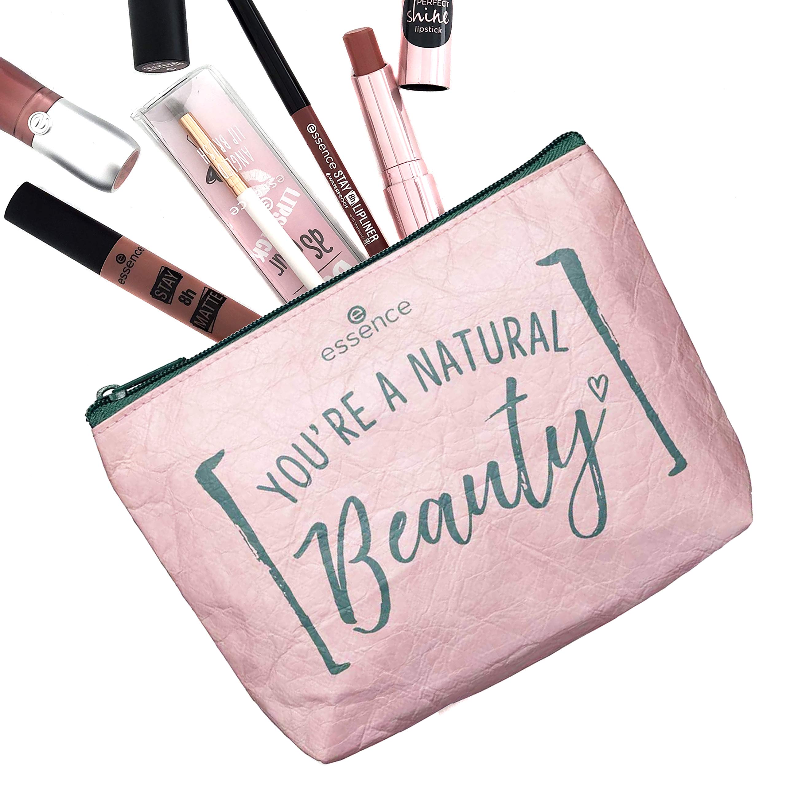Essence You're A Natural Beauty Makeup Bag - Water Resistant Toiletry Travel Case for Women | Perfect for Travel, Gym & Daily Organization