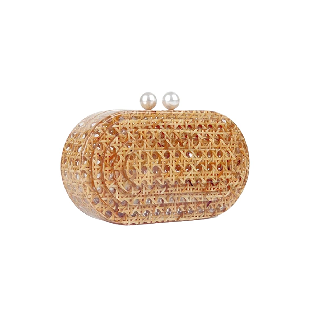 Women's Acrylic Rattan Clutch Purse - Woven Wicker Evening Bag for Wedding, Party, Beach & Summer Outfits - Stylish Shoulder Handbag for Date Night, Vacation & Special Occasions
