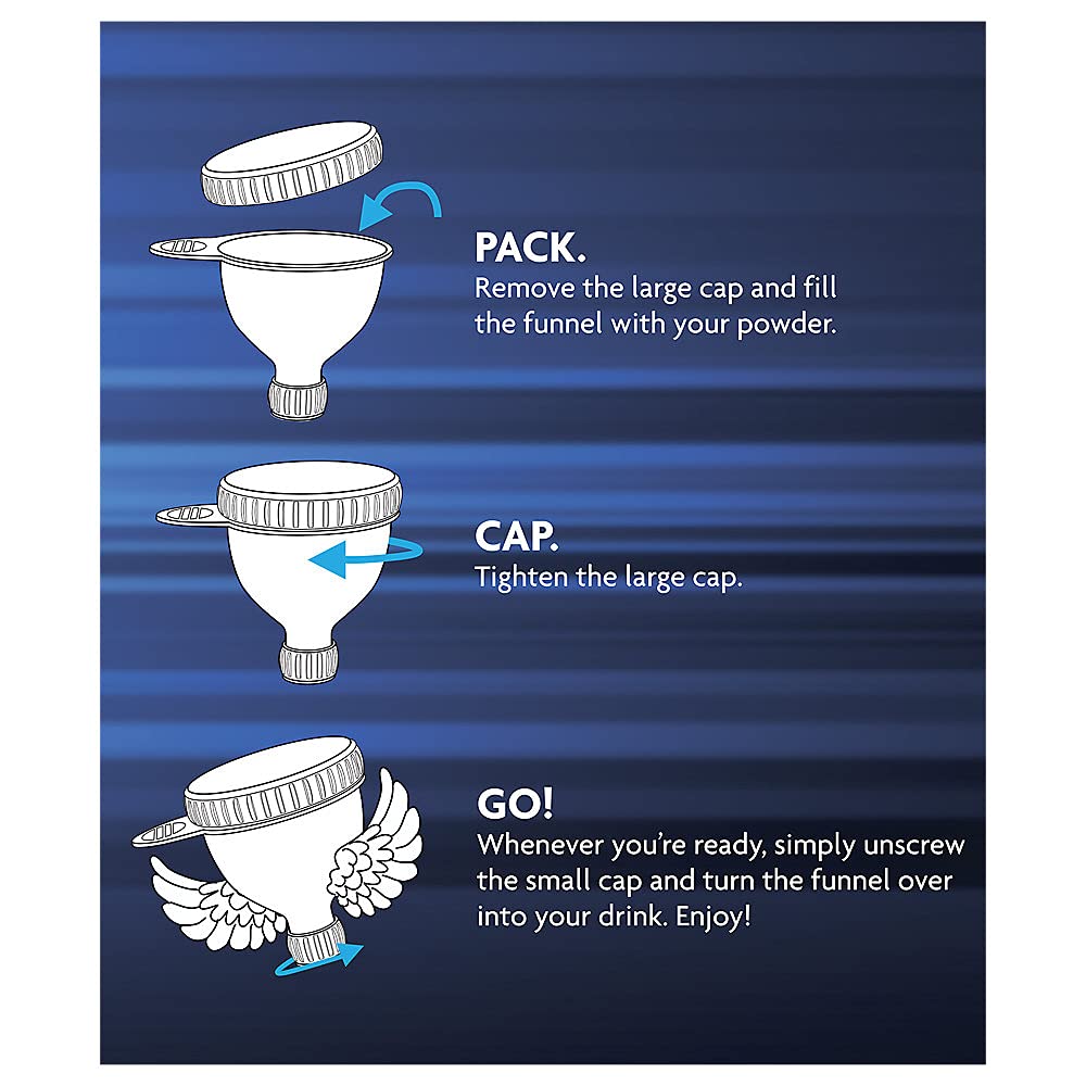 BodyTech Medium Powder Funnel - 100mL (3.4oz) BPA-Free Portable Funnel for Protein, Supplements & Spices | Mess-Free Transfer | Travel, Gym & Kitchen Use (12-Pack, Blue)
