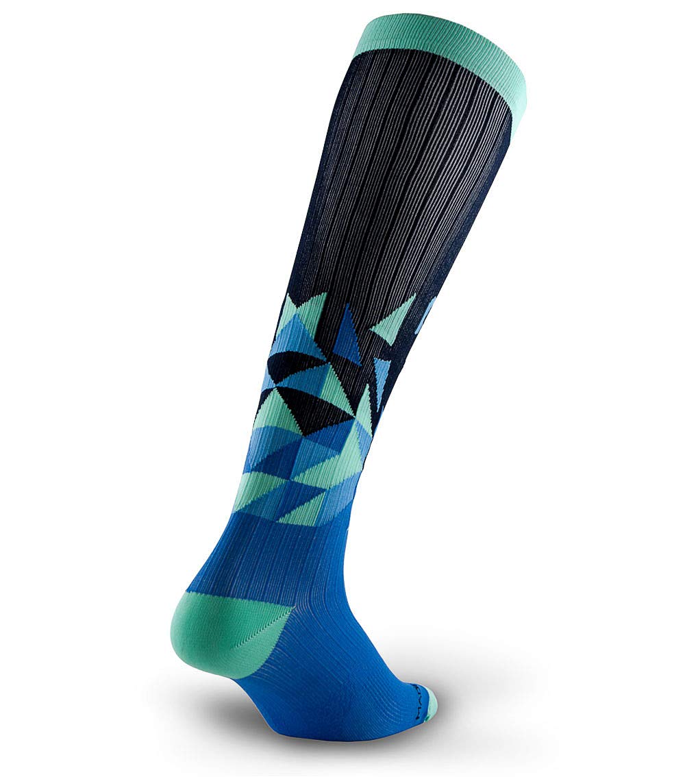 PRO Compression Running Marathon Socks - Calf-Length Performance Socks for Foot & Ankle Support - Blue Vertex Unisex (X-Small) - Ideal for Running, Travel & Sports Recovery