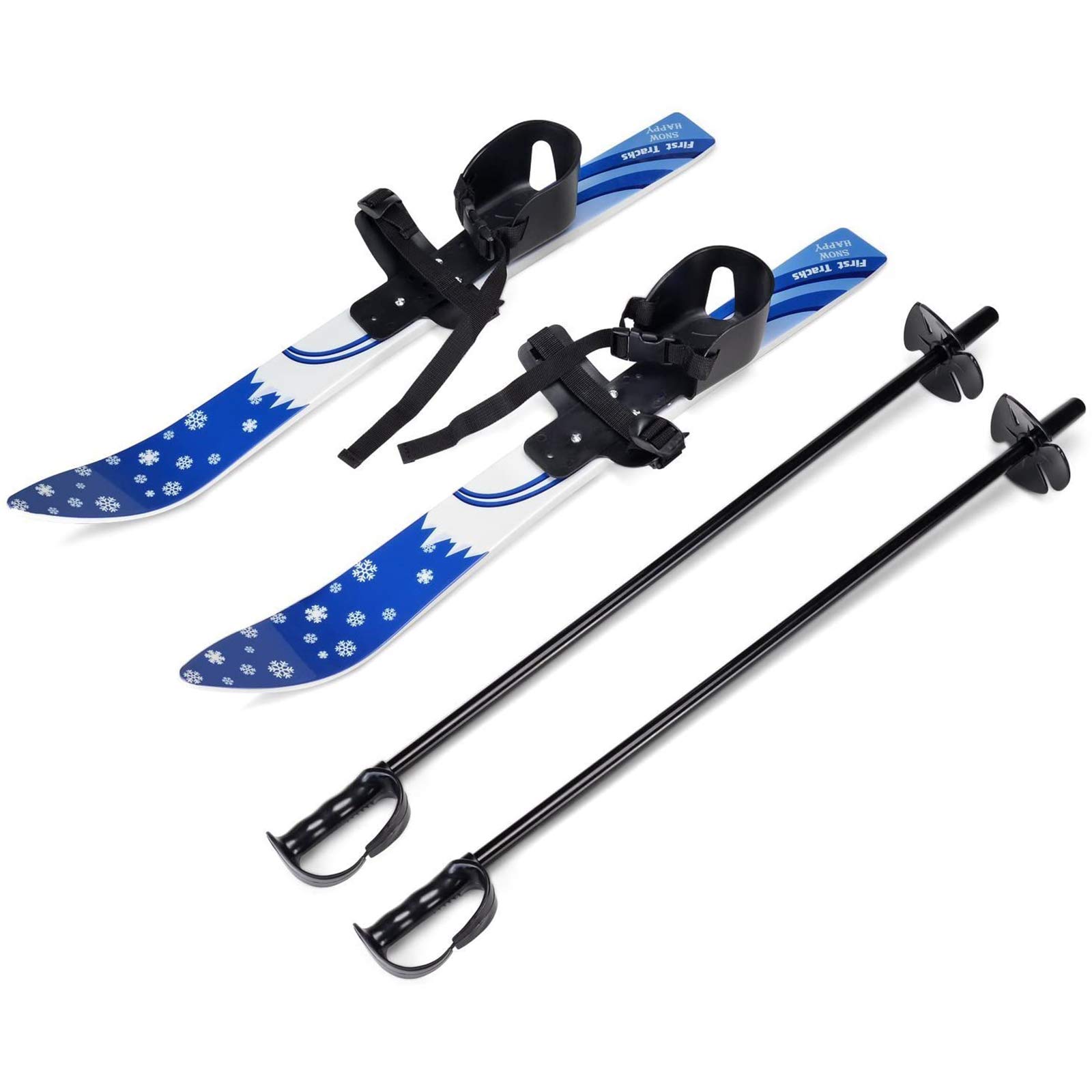 **Kids Beginner Snow Skis with Poles & Bindings - Lightweight Low-Resistance Ski Boards for Ages 3-10 | Durable Safe Children's Skiing Equipment | Cross-Country Plastic Toddler Skis (Blue) - Perfect for Learning & Family Winter Adventures**