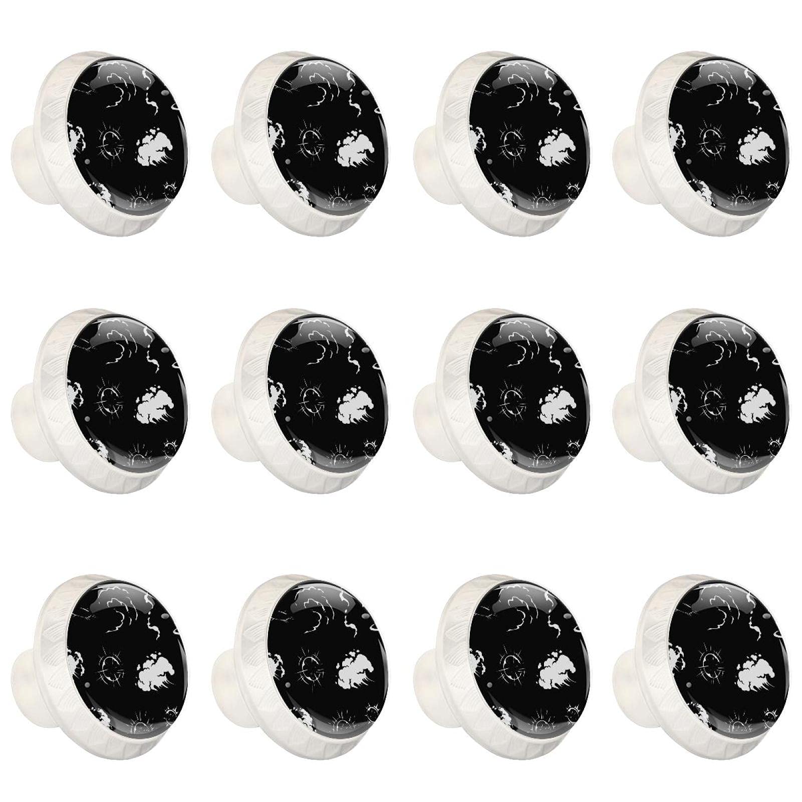 12-Pack Crystal Glass Cabinet Knobs with Comic Smoke Design - Elegant Drawer Pull Handles for Kitchen Cabinets, Wardrobes, Dressers & Cupboards - Perfect for Home Renovation & Furniture Upgrade