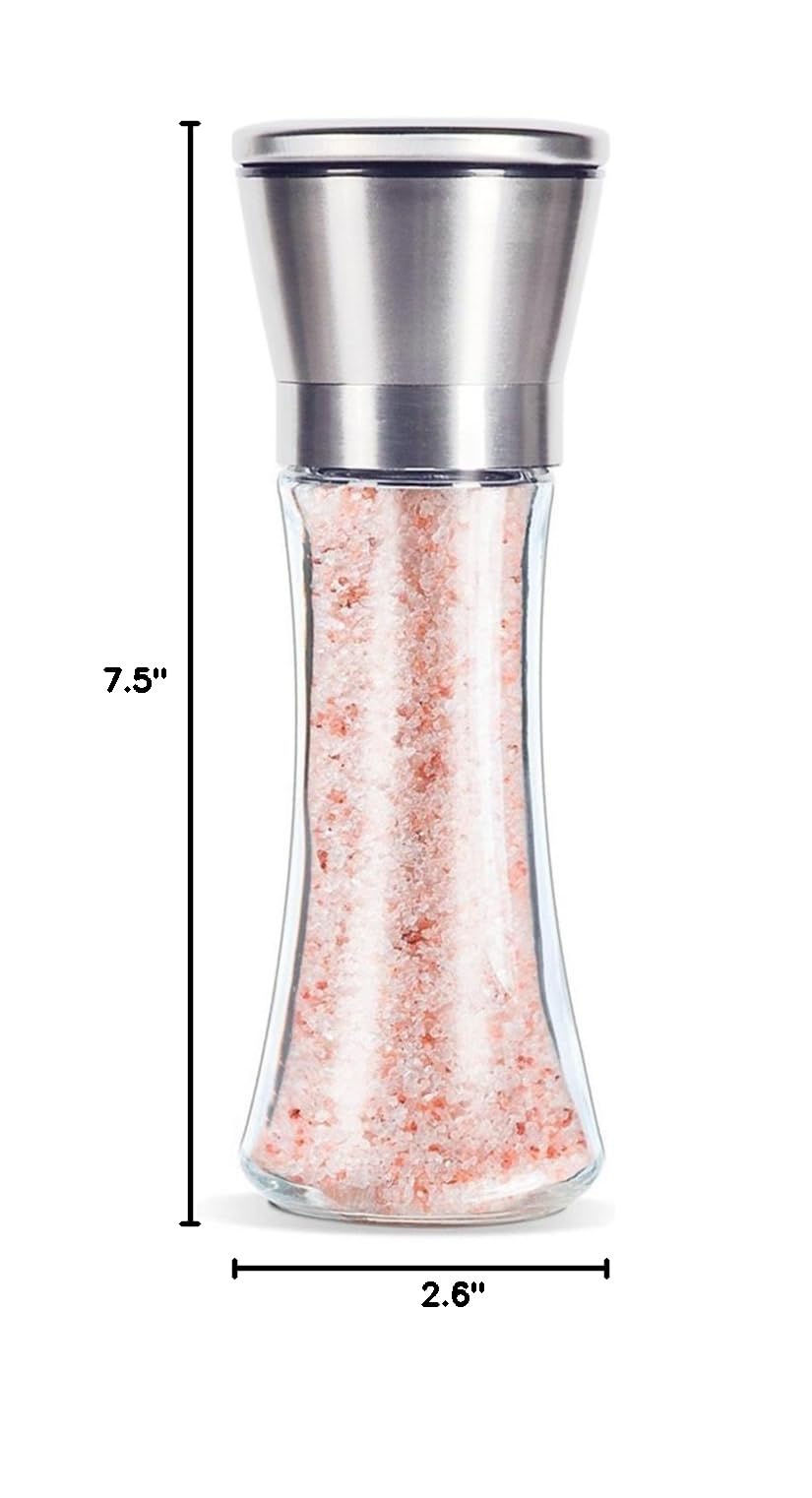BlueSnail Stainless Steel Manual Salt and Pepper Grinder Set - Adjustable Coarseness, 7.5