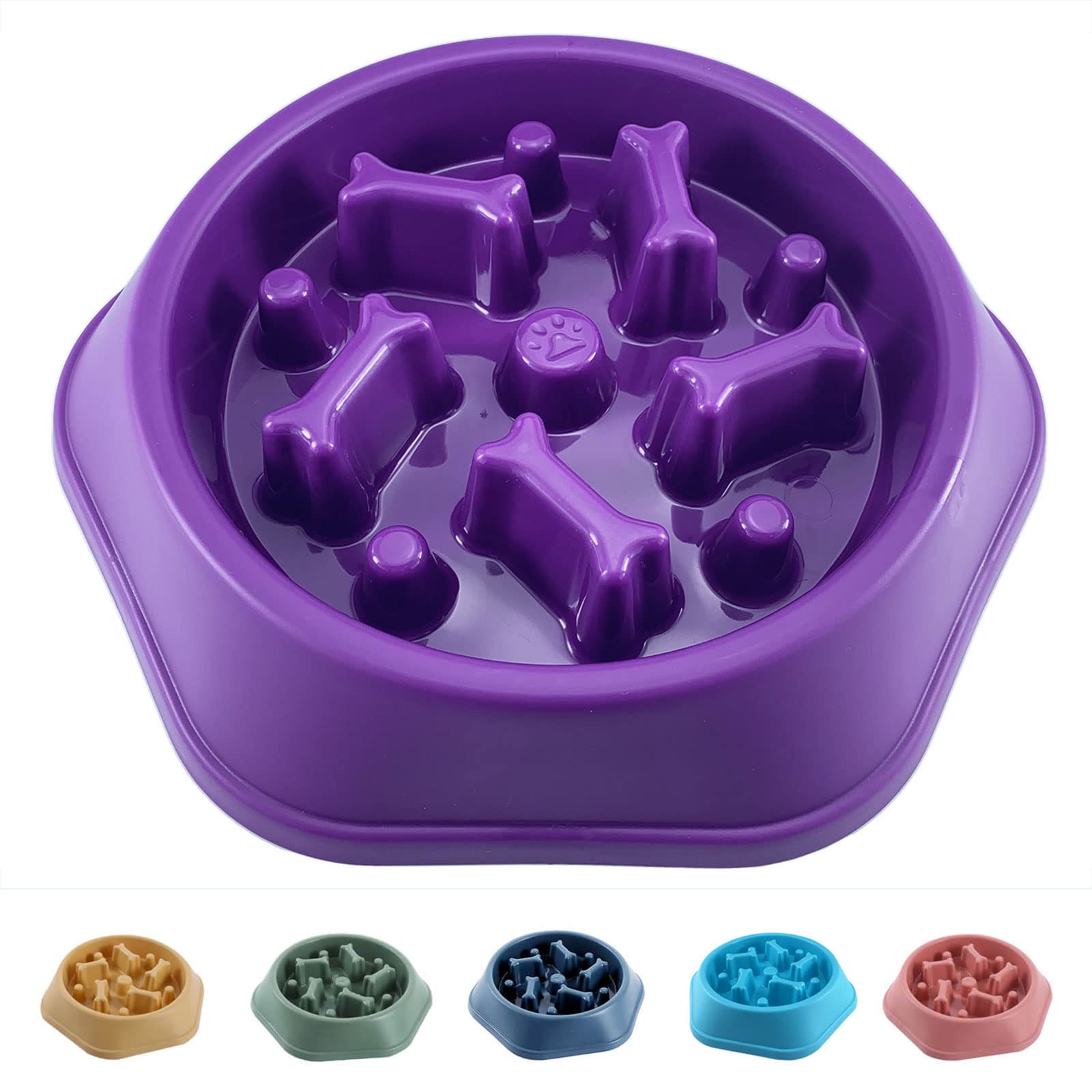 CAISHOW Slow Feeder Dog Bowl - Anti-Gulping Pet Food Dish for Healthy Eating, Interactive Bloat Stop Design, Non-Slip Base for Small & Medium Dogs - Perfect for Mealtime Fun and Portion Control in Puppies & Adult Dogs