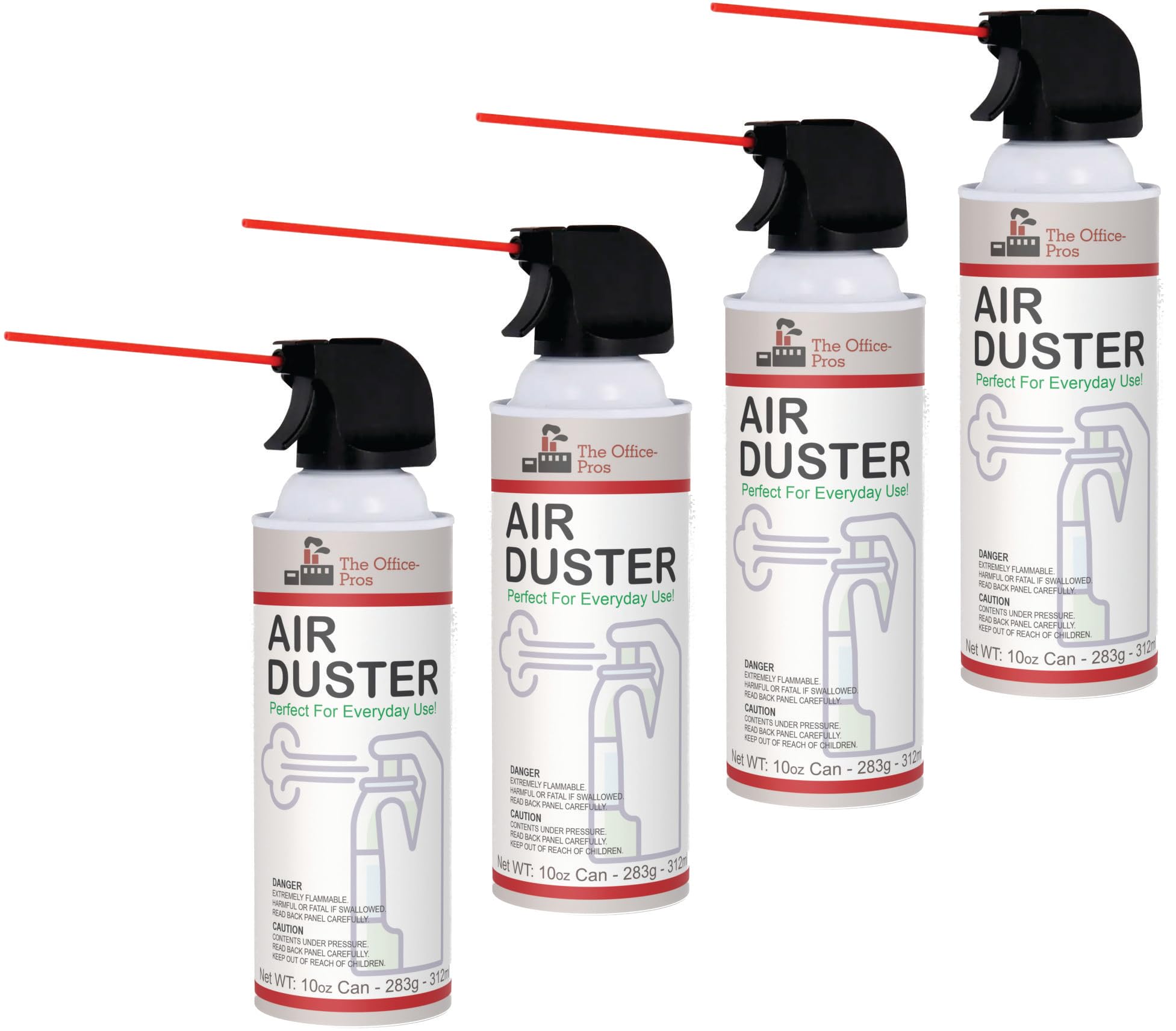Compressed Air Duster for Electronics - 10oz Can (Pack of 4) - Safe for Computers, Keyboards & Office Equipment - Ideal for Dust Removal in Home, Office & Workshop
