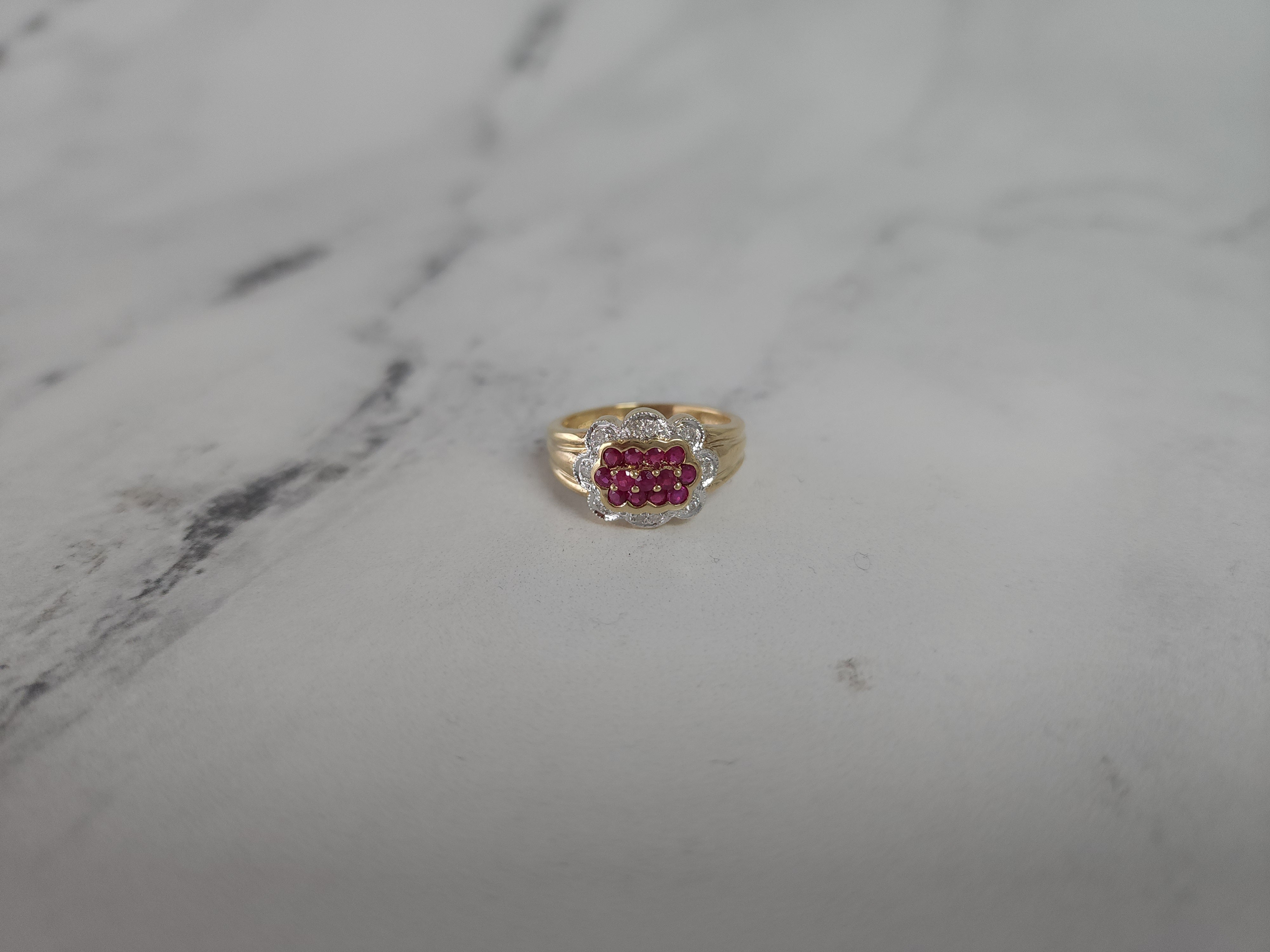 14K Yellow Gold Ruby & Diamond Pave Ring - 0.70cttw Vintage Style Jewelry for Women, Perfect for Anniversary Gifts, Valentine's Day & Special Occasions