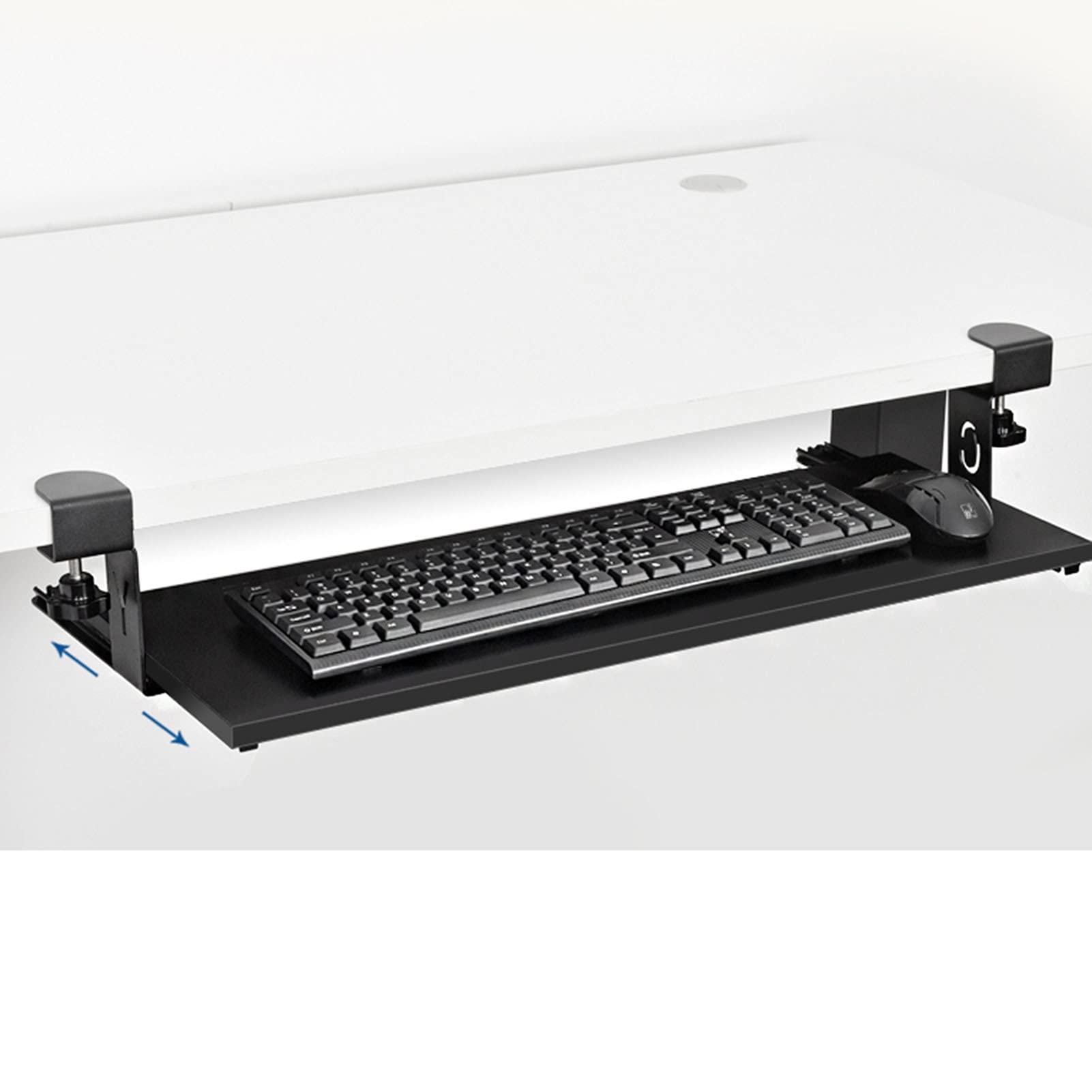 Extra Sturdy Under Desk Keyboard Tray with C Clamp - 64cm Pull-Out Keyboard Drawer for Home Office & Workspace - Ergonomic Computer Accessory for Comfortable Typing