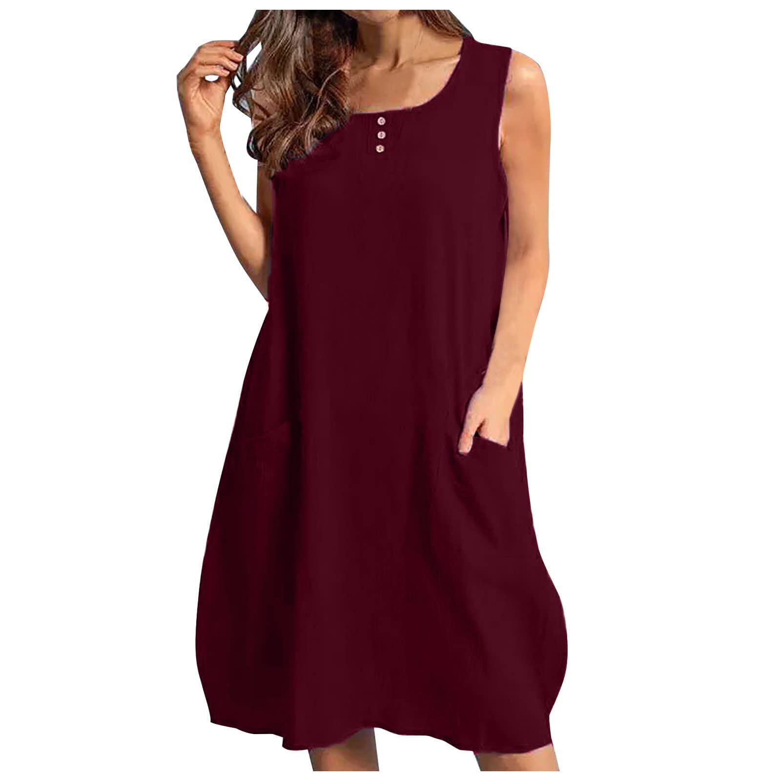 Women's Linen Dresses - Casual Summer Vintage Style Cute Spring Outfits Fashion 2023 | Perfect for Birthday Parties, Beach Vacations & Weekend Brunch