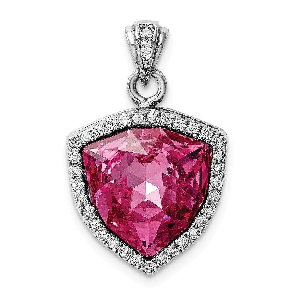 925 Sterling Silver Triangle Pendant with Clear & Pink Crystals - 24mm Elegant Necklace Charm for Women, Perfect for Gifts, Parties & Everyday Wear