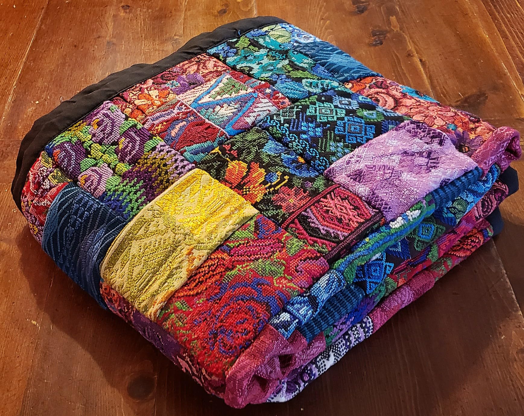 Vibrant Embroidered Huipil Guatemalan Blanket - Handwoven Cotton Throw for Sofa, Bed & Home Decor