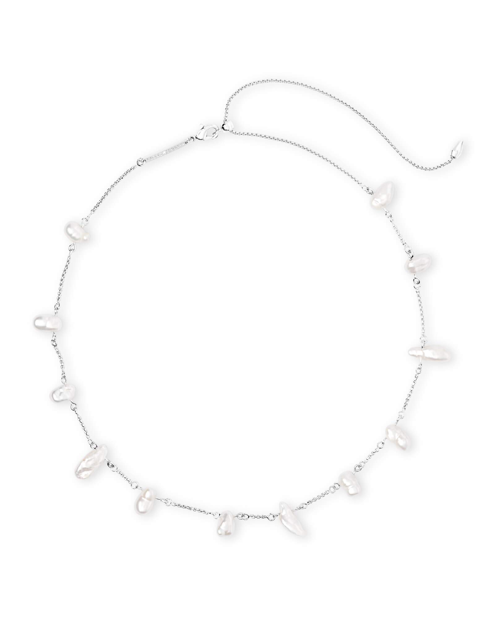 Kendra Scott Silver Pearl Krissa Choker Necklace for Women - Elegant Layering Jewelry Gift for Birthday, Anniversary & Special Occasions