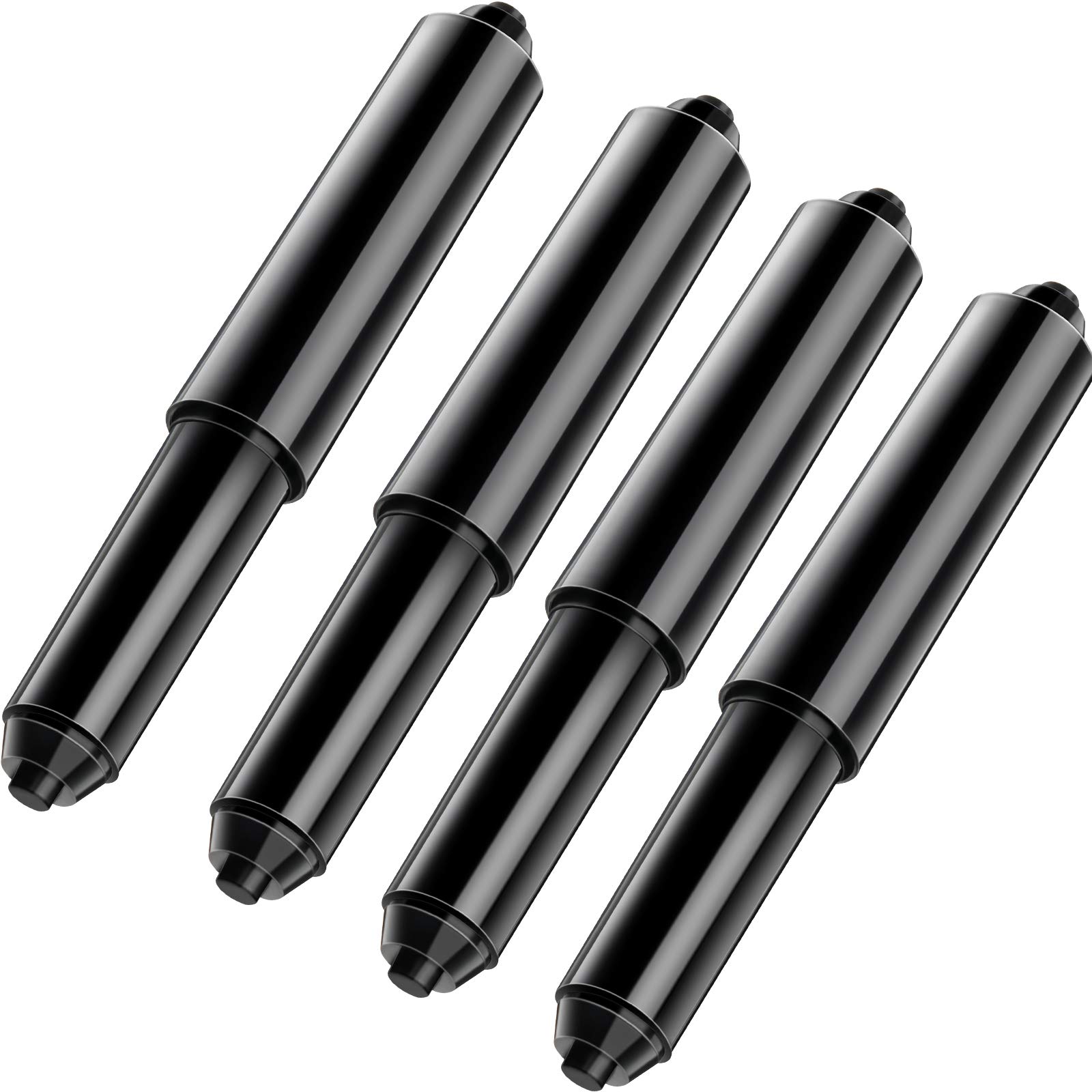Shappy 4-Piece Plastic Spring Loaded Toilet Paper Roller Holder Replacement - Black Bathroom Tissue Dispenser Insert for Home, Office & RV Use