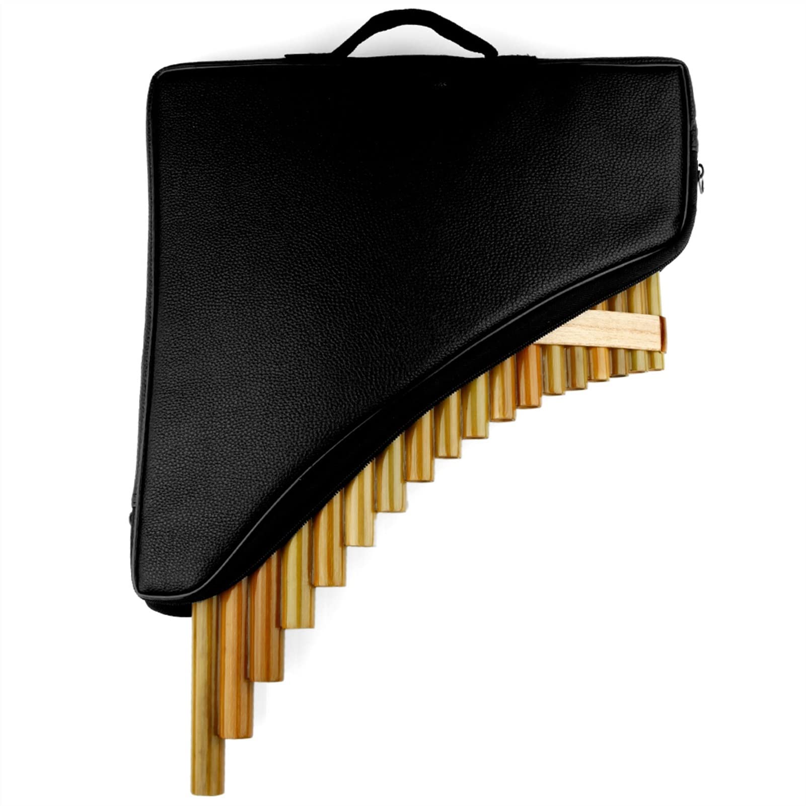 Professional G Key Brown Pan Flute - Handmade 15 Pipe Panpipes Wind Instrument for Music Performances, Meditation & Relaxation | Perfect for Beginners & Professionals
