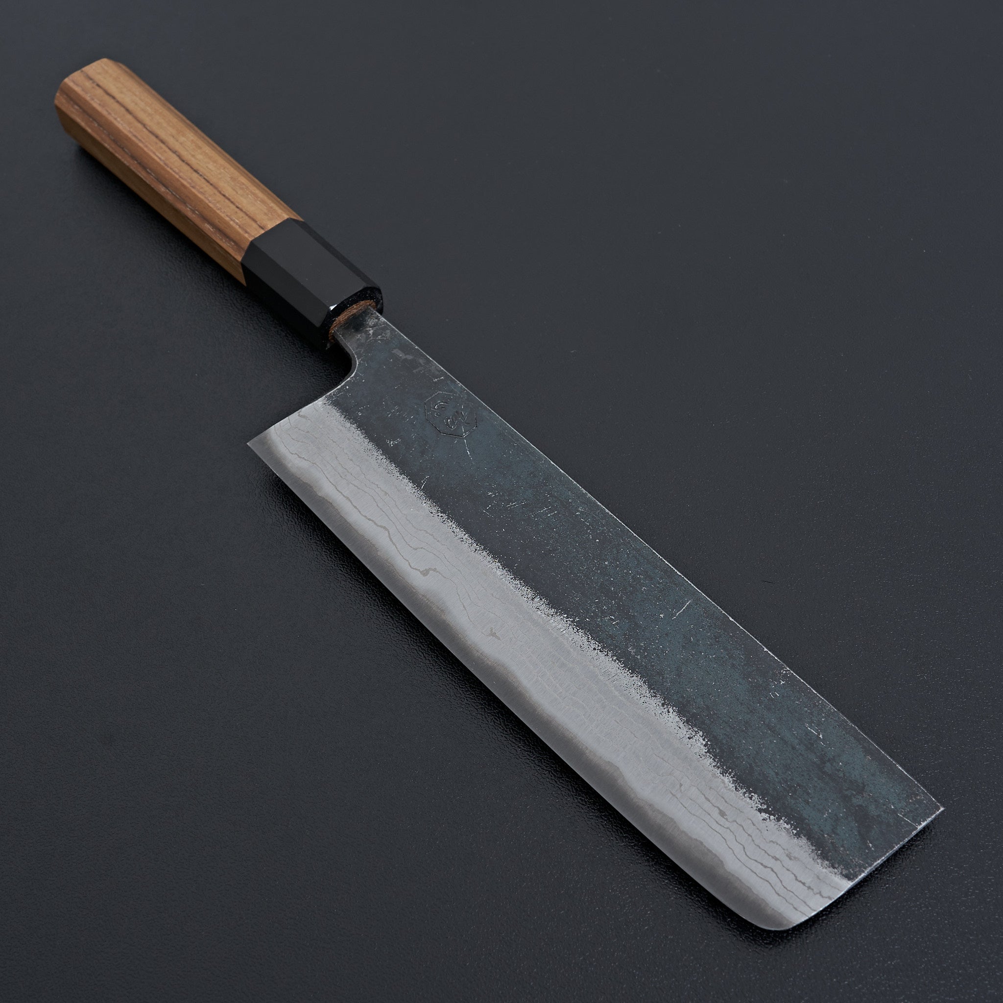 Premium Kumokage Blue #2 Kurouchi Damascus Nakiri Knife 165mm - Japanese Handcrafted Kitchen Knife for Professional Chefs & Home Cooking - Perfect for Slicing Vegetables, Herbs & Boneless Meats