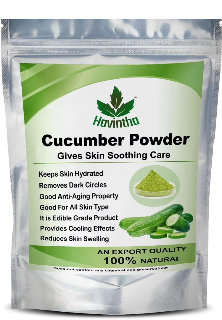 Havintha 100% Natural Cucumber Powder for Skin Care & Face Cleansing | Organic Face Mask for Glowing Skin, DIY Beauty Treatment, Health Supplement (100g) - Perfect for Spa Day, Home Facial & Skincare Routine