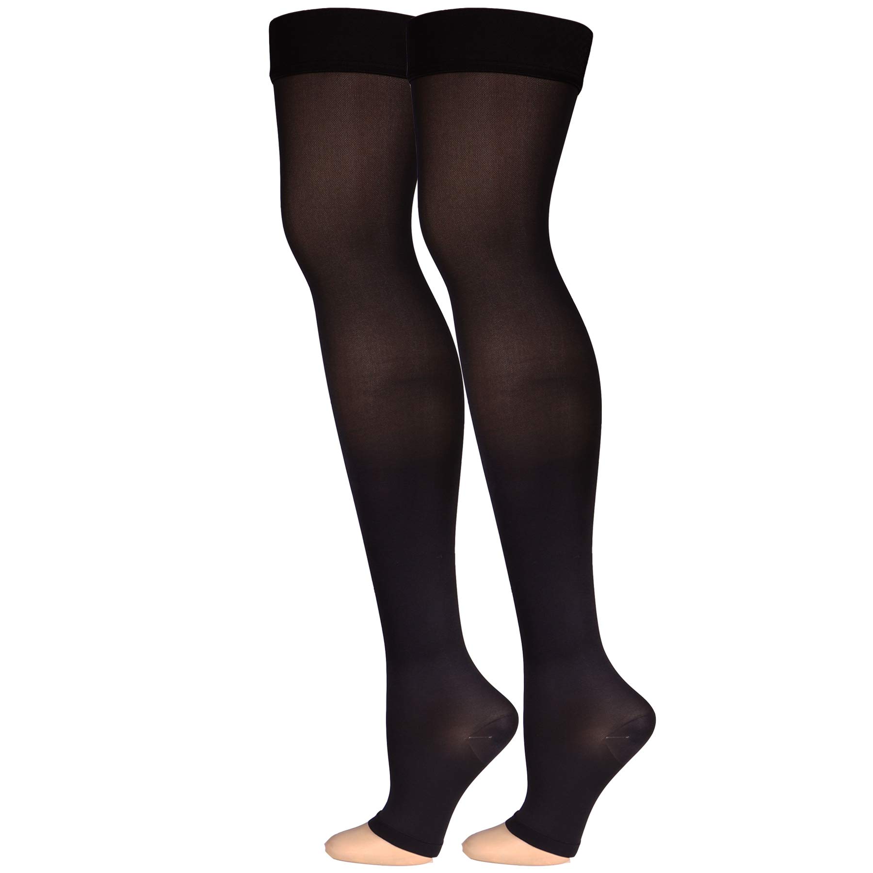 Truform Women's Thigh High Open Toe Compression Stockings - 20-30 mmHg Medical Grade Support for Varicose Veins & Swelling - Perfect for Nurses, Travel & Pregnancy