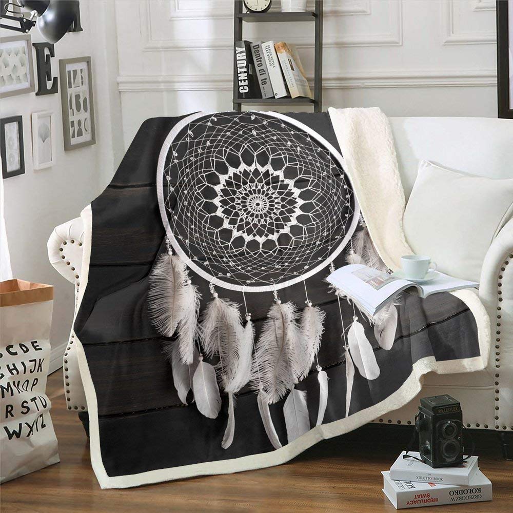 Dreamcatcher Fleece Blanket for Kids - Soft Flannel Mandala Throw for Bed, Couch & Sofa - Lightweight Fuzzy Baby Blanket 30x40 Inches - Perfect for Nursery, Travel & Cozy Home Decor