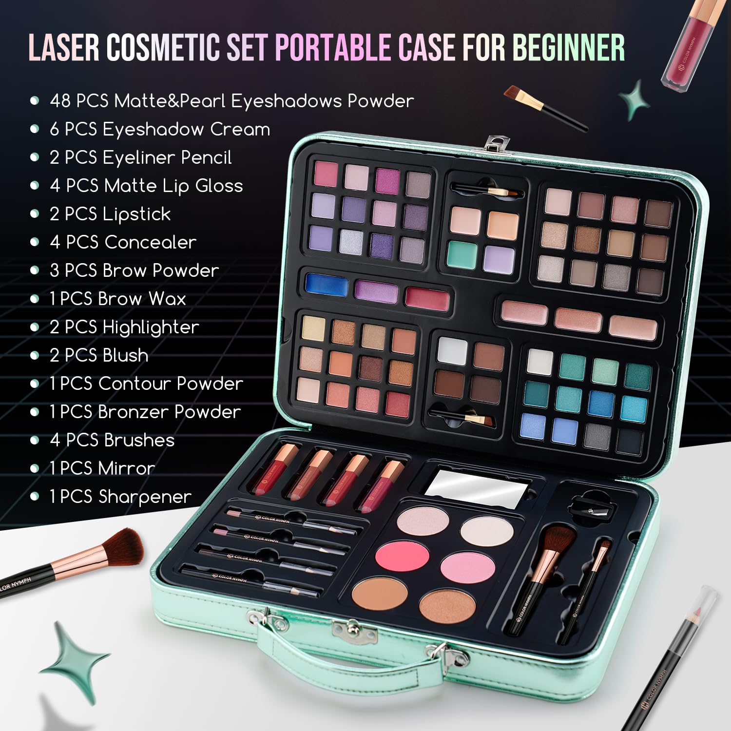 Teen Makeup Kit for Beginners - Eyeshadow, Blush, Lipgloss - Perfect Birthday Gift for Girls