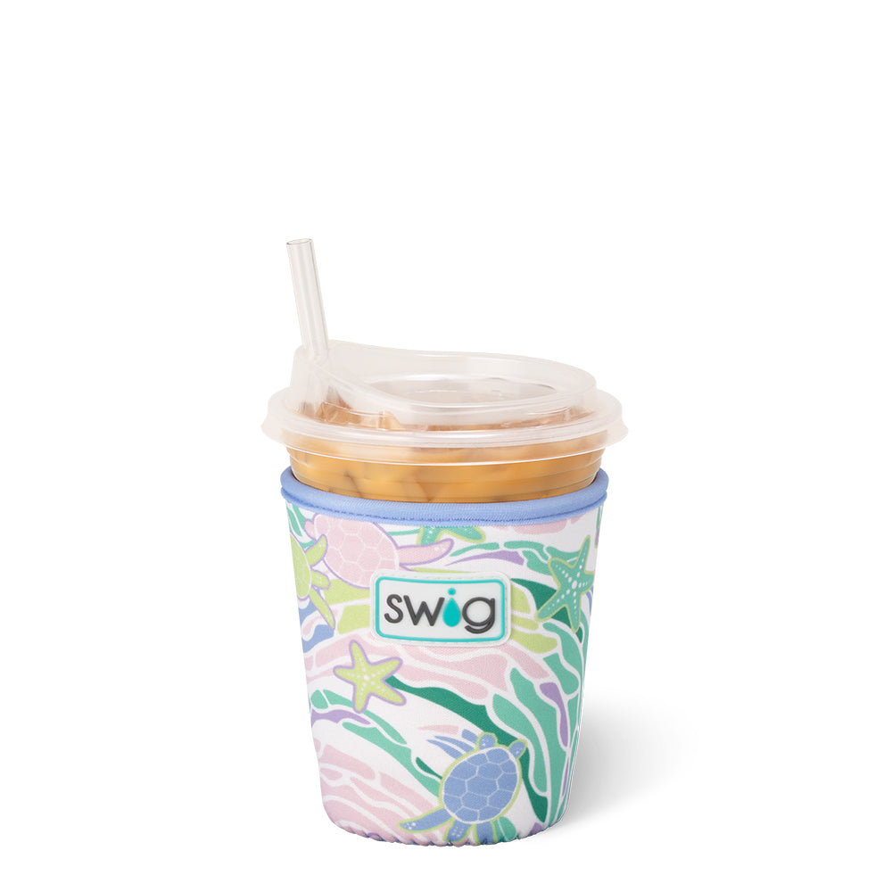 Sea Swirl Small Iced Cup Coolie - Insulated Beverage Sleeve for Cold Drinks | Perfect for Iced Coffee, Smoothies & Summer Parties