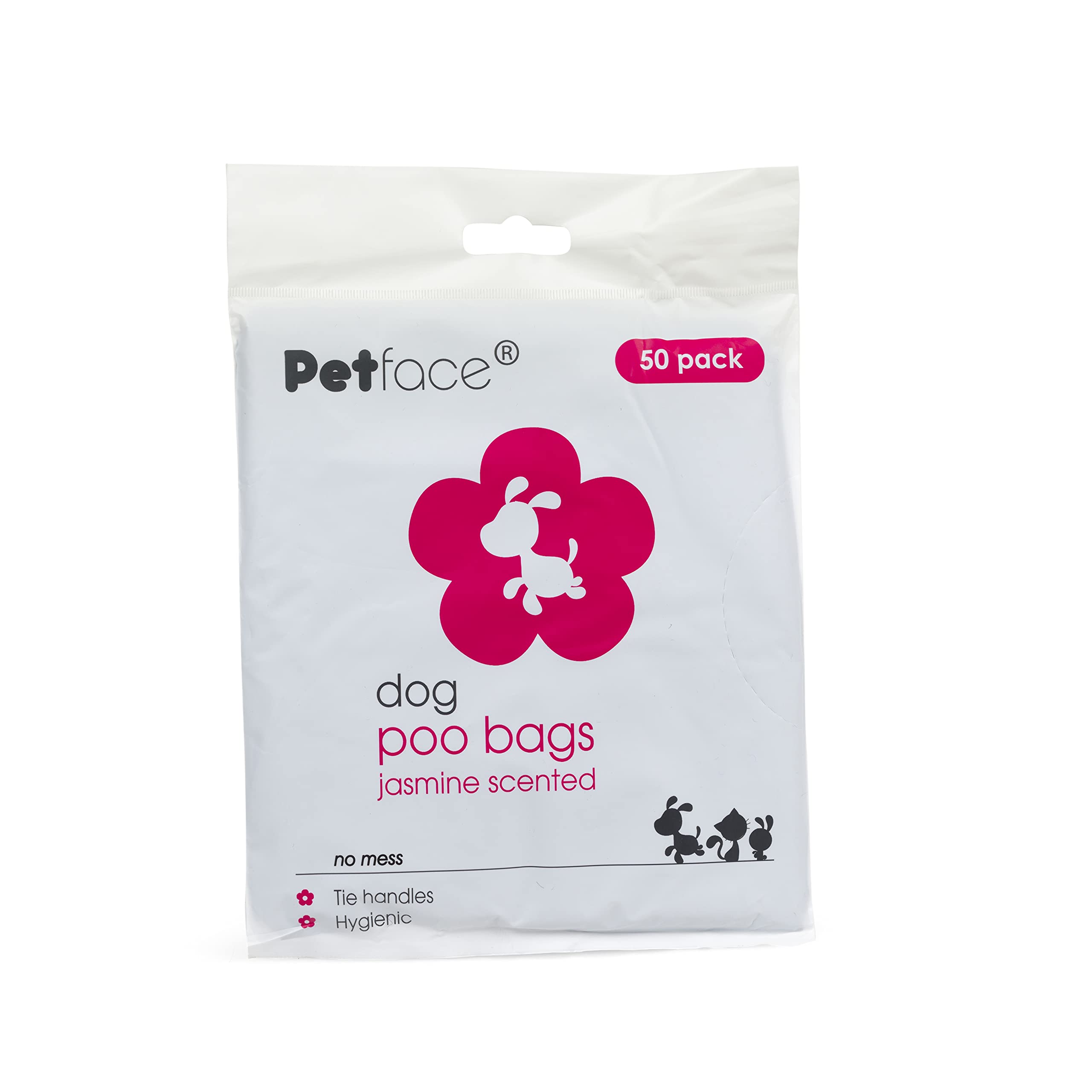 PetFace Jasmine Scented Dog Waste Bags - 50 Count Biodegradable Poop Bags for Dogs - Fresh Floral Scent for Easy Cleanup - Perfect for Walks, Park Visits & Backyard Cleanup