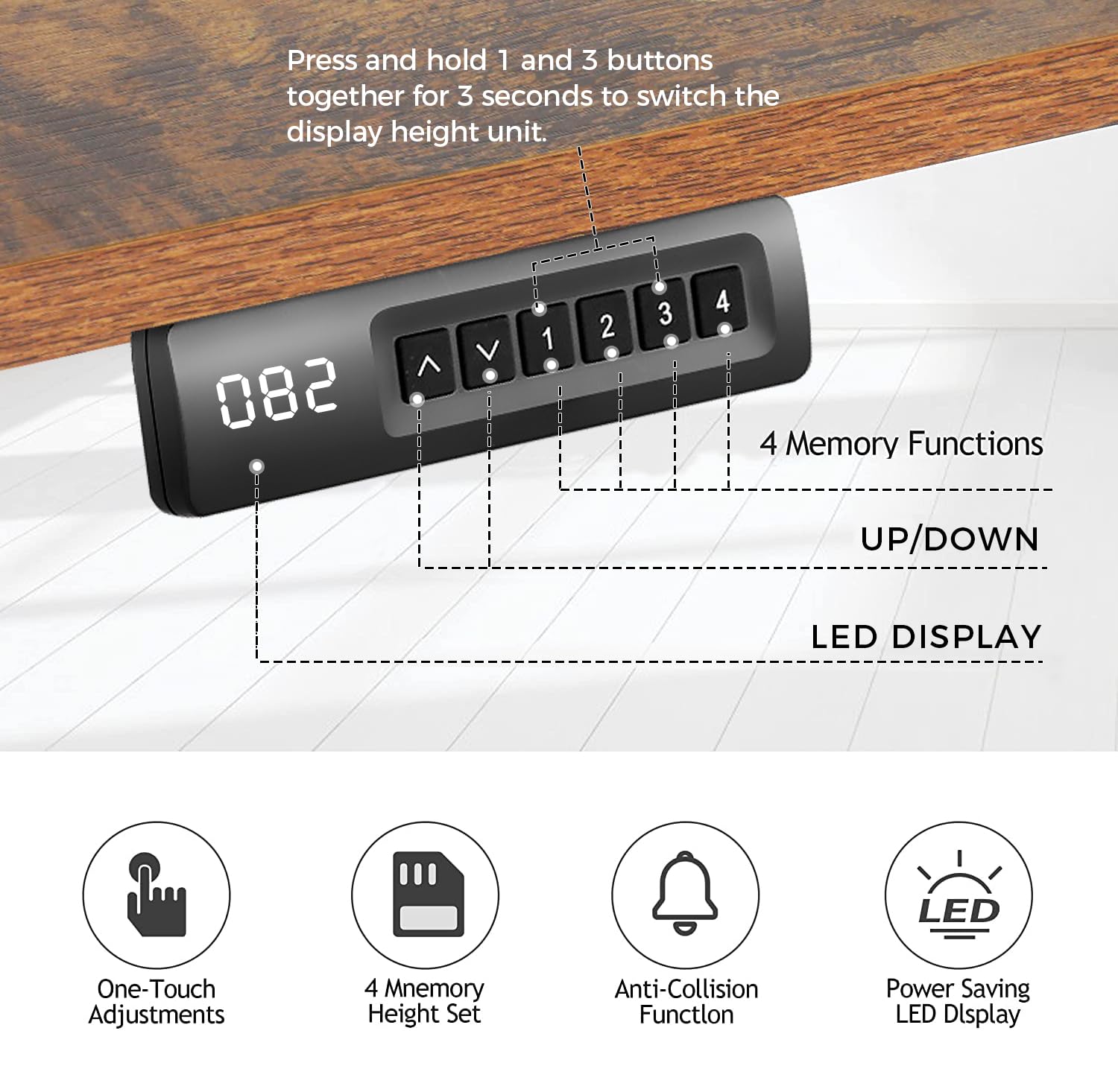 Adjustable Height Electric Standing Desk 55 x 24 Inches - Sit Stand Home Office Desk with USB Ports, Power Outlets & Memory Preset - Ergonomic Computer Workstation for Home Office, Gaming & Study (Brown)