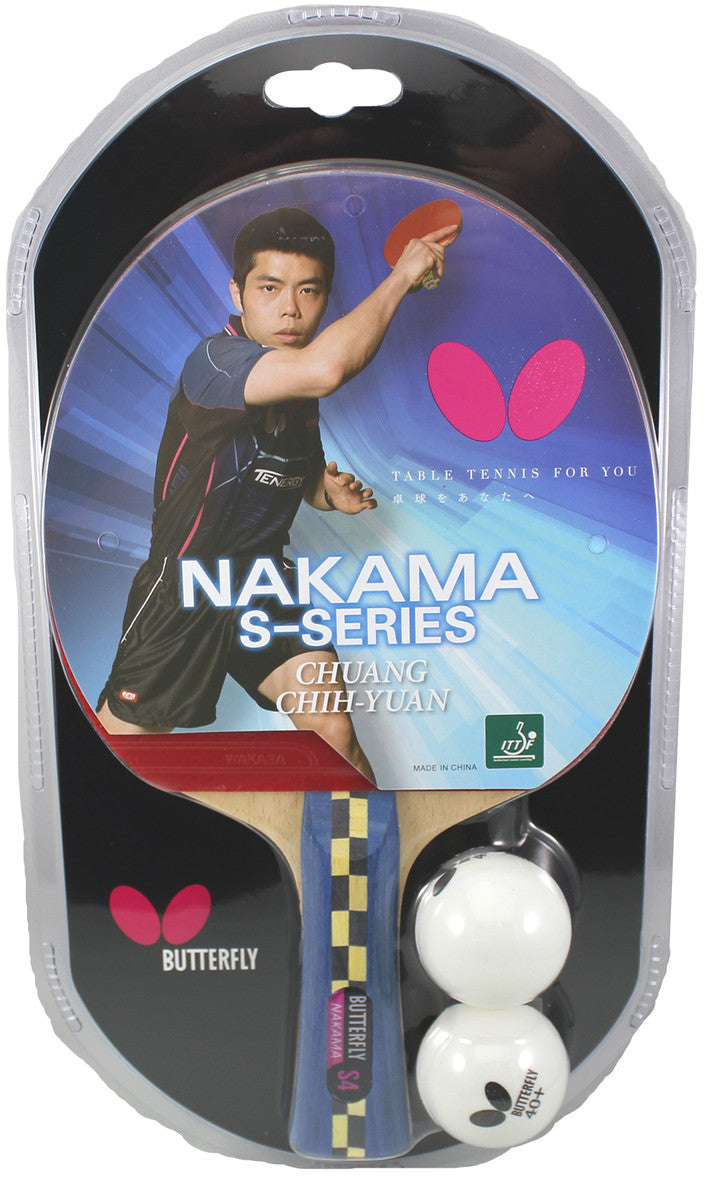 Butterfly Shakehand Nakama S 4 Table Tennis Racket - Professional Ping Pong Paddle for Competitive Play & Training