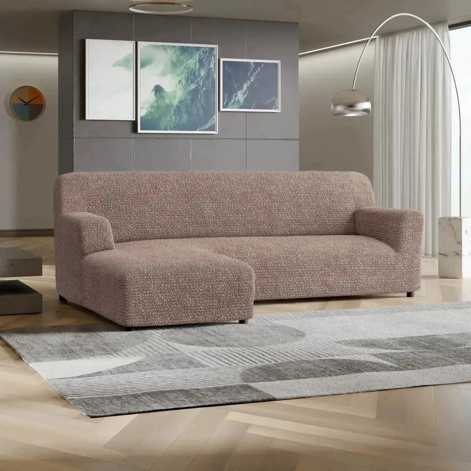 L-Shaped Sofa Slipcover with Left Chaise - Soft Microfiber Stretchable Couch Cover - Perfect for Living Room, Sectional Sofa Protection & Home Decor Upgrade