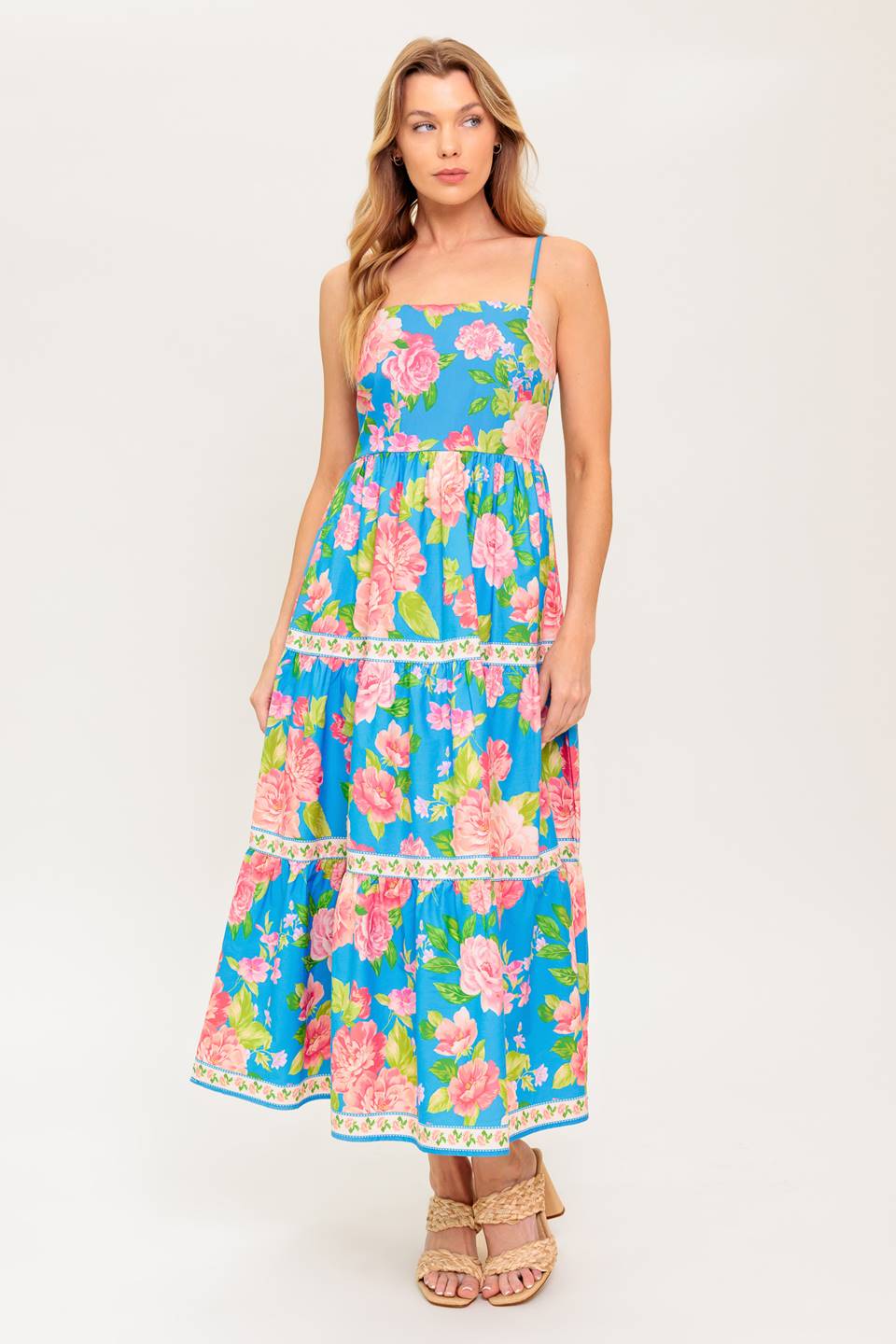 Blue Floral Midi Dress by DAYLIGHT MUSE - Elegant Summer Dress for Women, Perfect for Beach Vacations, Garden Parties & Date Nights