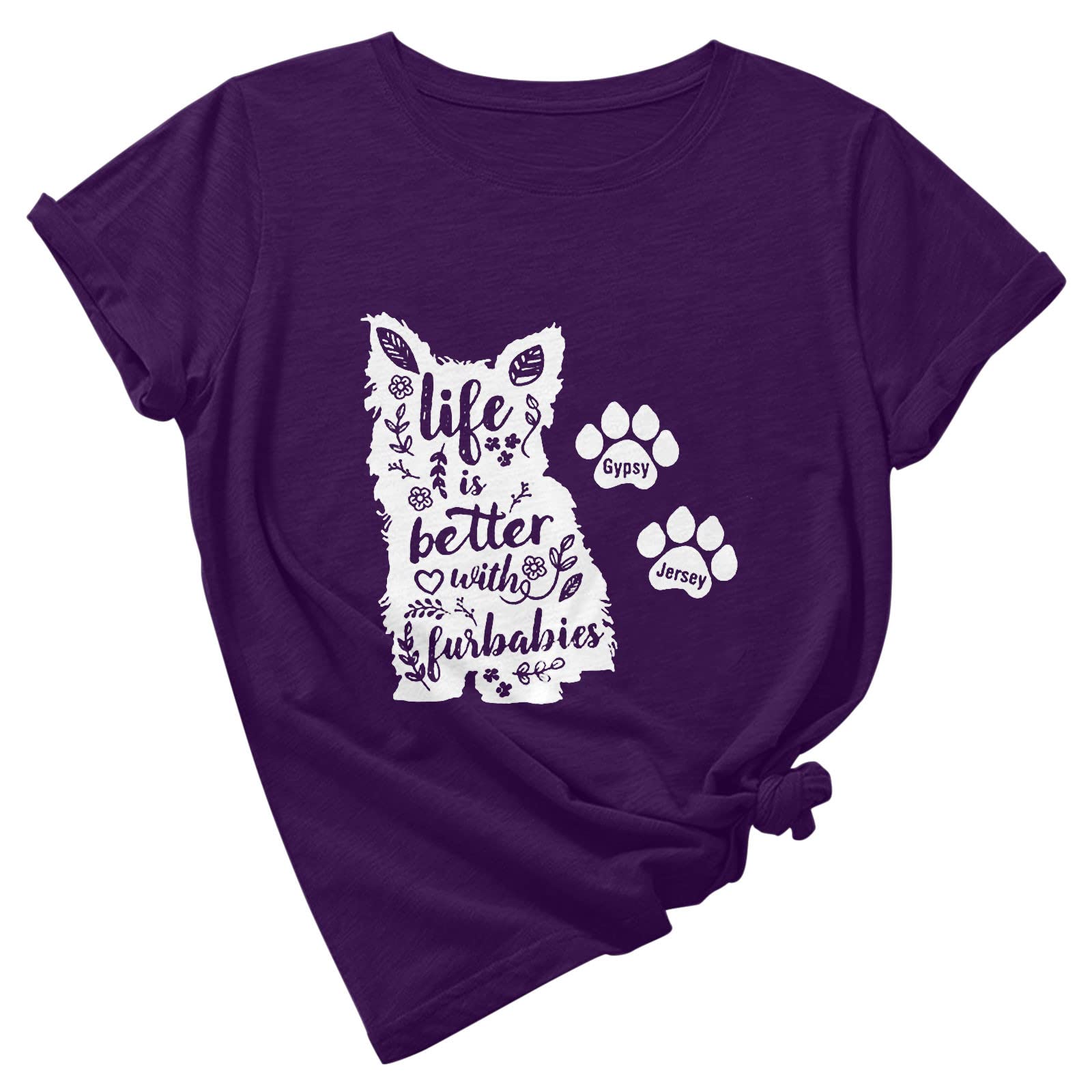 Plus Size Summer Tops for Women - Cute Swing & Crew Neck T-Shirts | Short Sleeve Blouses & Formal Shirts | Italian Fashion Printed Tops in Purple | Perfect for Casual Outings, Office Wear & Summer Vacations