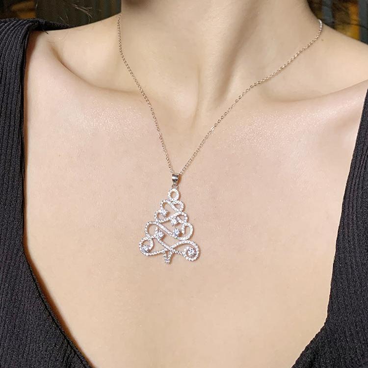 Deer Antler Christmas Tree Pendant Necklace - Multi-Way Adjustable Chain for Holiday Parties & Gifts | DC006