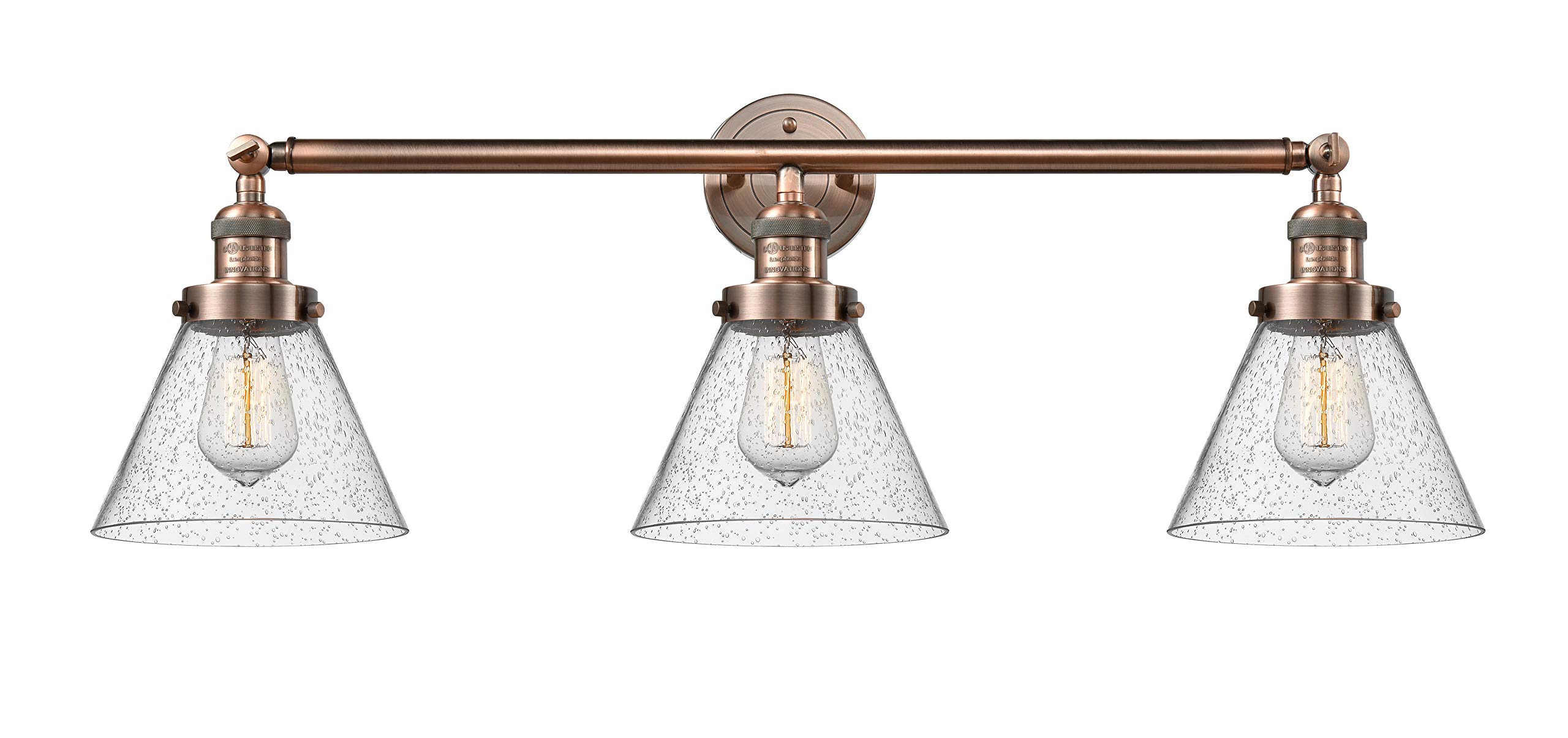 Innovations 205-AC-S-G44 3-Light Adjustable Bathroom Vanity Light Fixture in Antique Copper - Perfect for Modern and Vintage Bathroom Decor