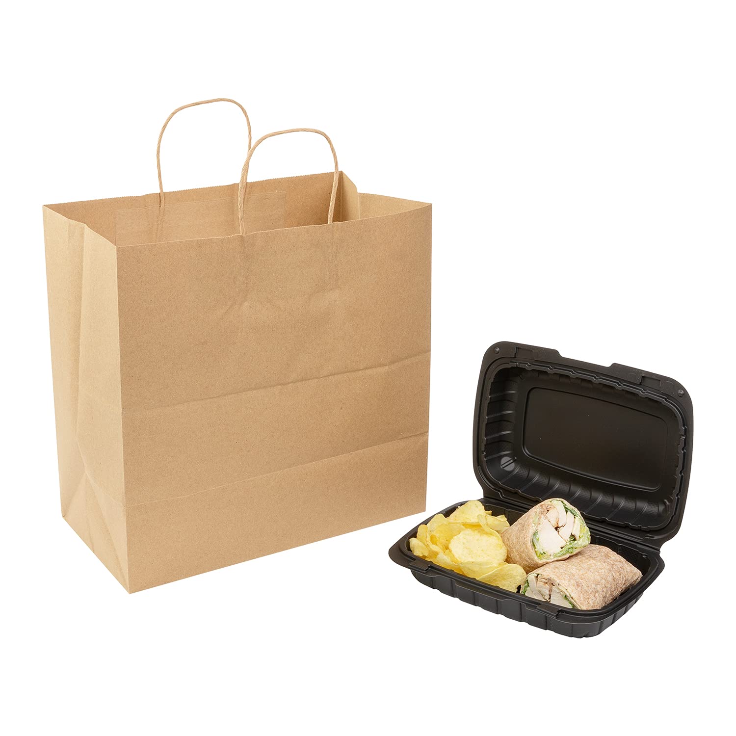 Eco-Friendly Kraft Paper Bags with Twisted Handles - 250 Pack Recyclable Brown Grocery Bags for Shopping, Takeout & Retail - Durable 13x7x13 Inch Sustainable Packaging for Stores, Restaurants & Farmers Markets