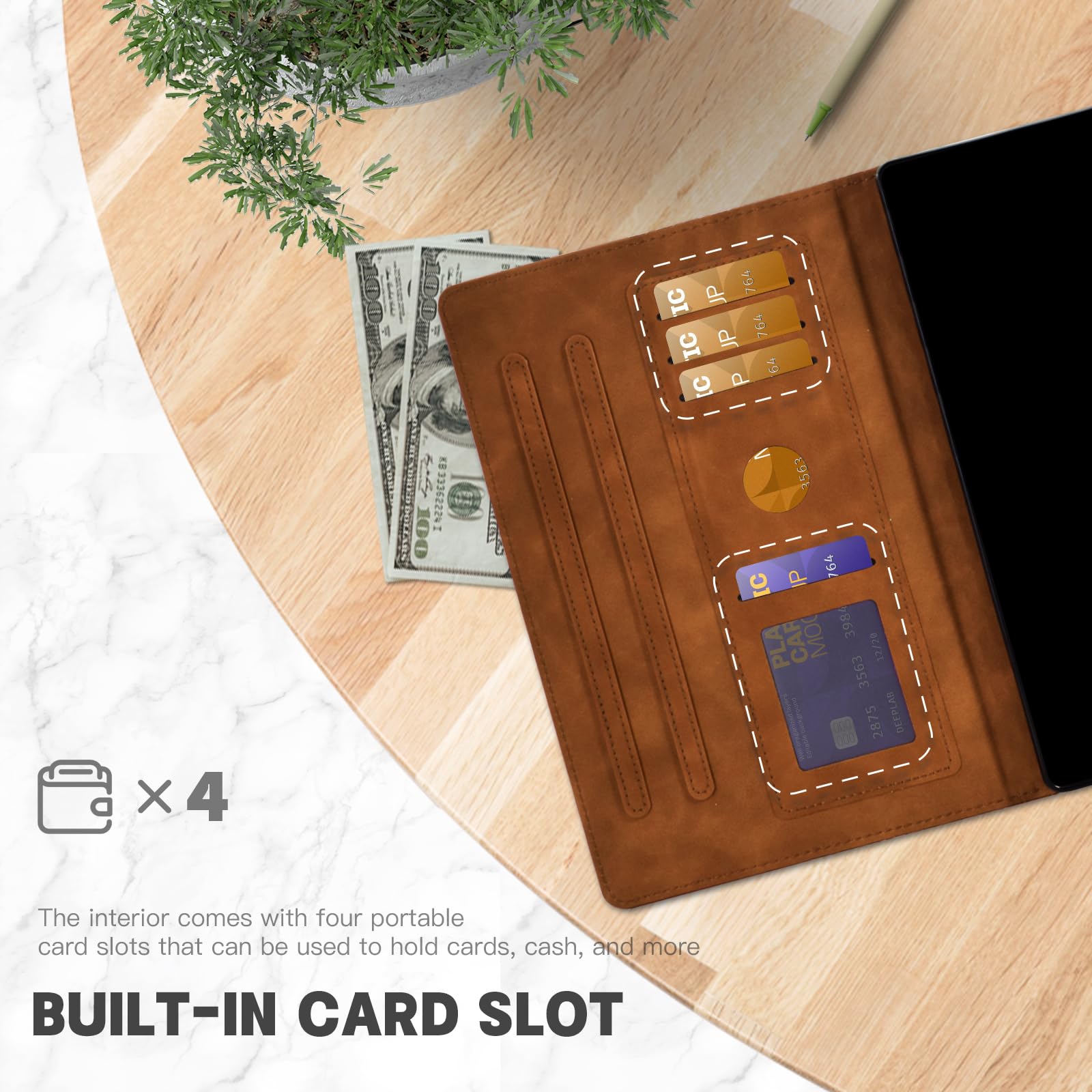 Premium PU Leather iPad 9.7 Inch Case with Card Holder & Multi-Angle Stand - Compatible with iPad 6th/5th Gen & iPad Air 2/Air 1 (Brown) | Perfect for Work, Travel & Home Use