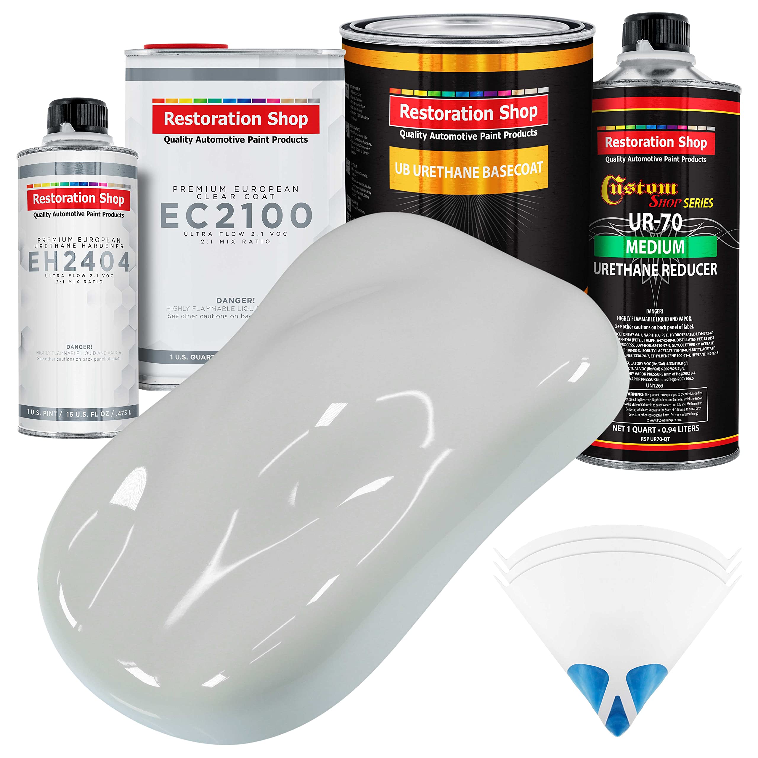 Restoration Shop - Pure White Urethane Basecoat with European Clearcoat Auto Paint Kit (1 Quart) - Professional Automotive Refinish Coating for Cars, Trucks & Motorcycles - Perfect for DIY Restoration & Touch-Up Projects