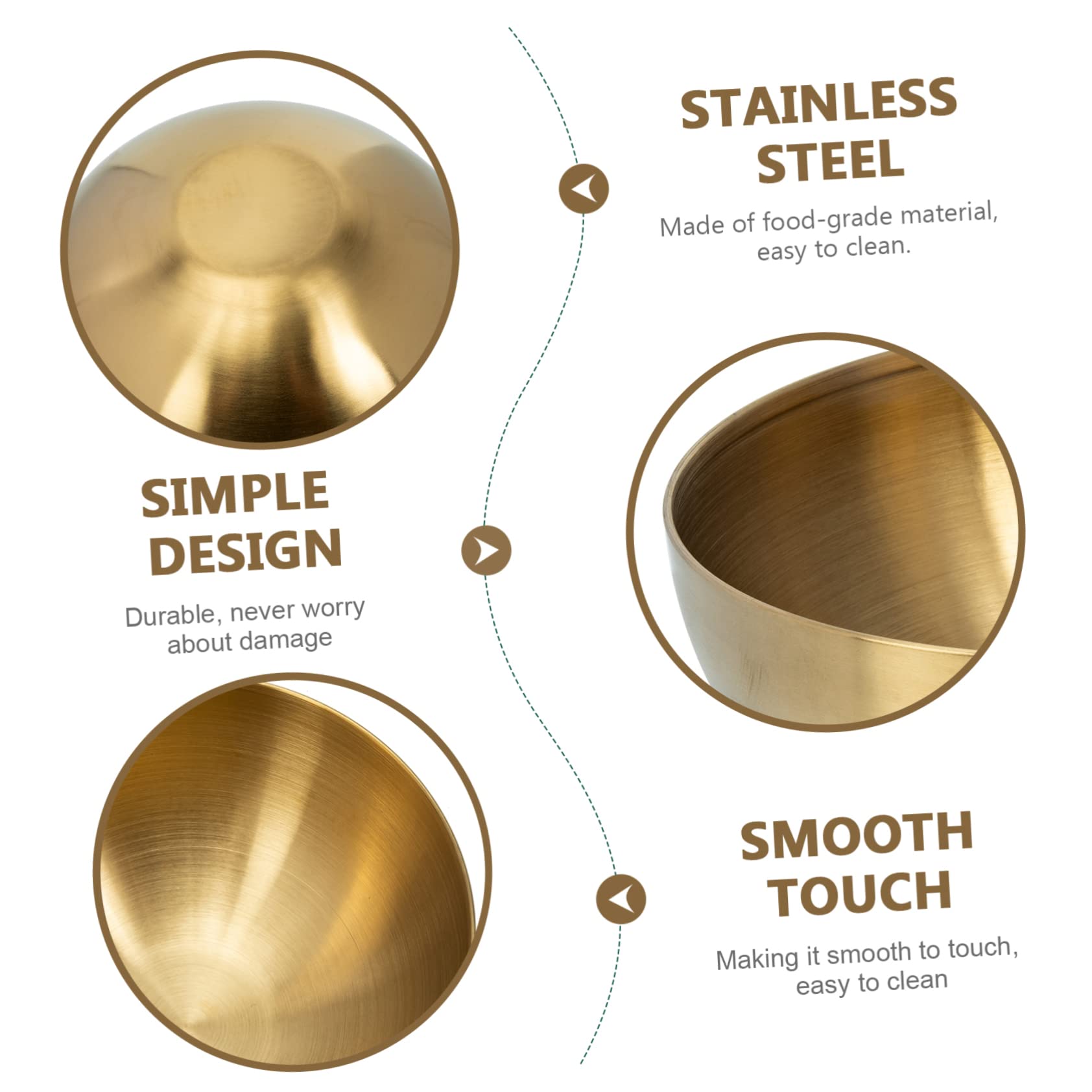 Stainless Steel Pasta Bowls - 6 Inch Large Capacity Rice, Soup, Cereal & Salad Bowls - Korean Ramen & Noodle Bowls - Gold Kitchen Food Containers - Perfect for Home Dining, Restaurants & Meal Prep