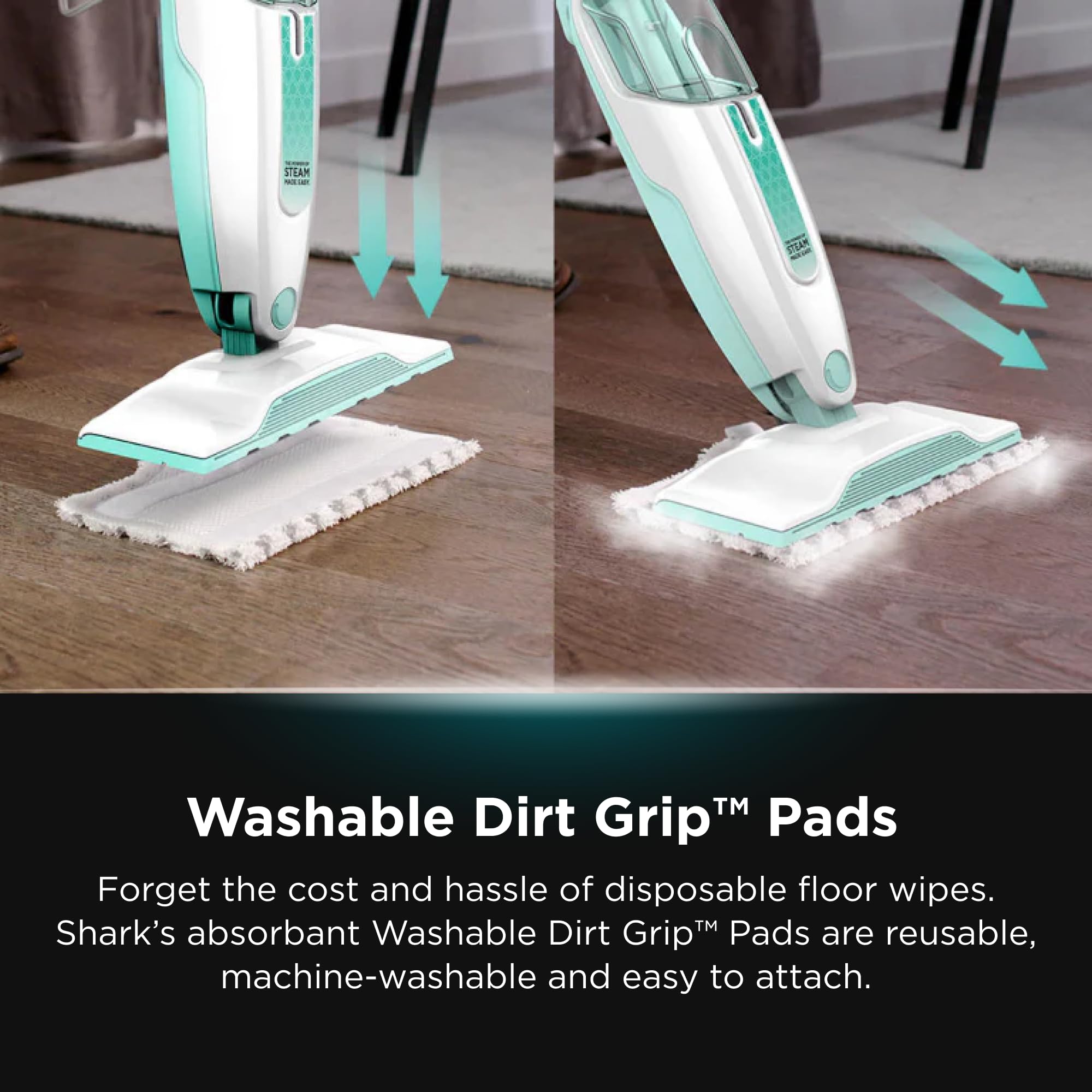 Shark S1000A Steam Mop for Hardwood Floors - XL Removable Water Tank, 18ft Power Cord, White | Deep Cleaning & Sanitizing | Perfect for Tile, Laminate & Vinyl Floors in Homes & Offices