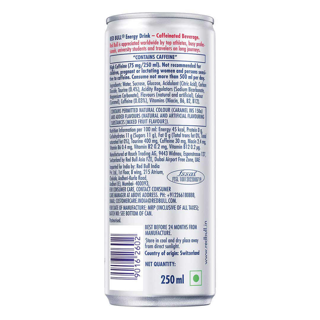Red Bull Energy Drink 250ml Can - Mixed Fruit Flavor | Boost Energy & Focus for Workouts, Study & Travel