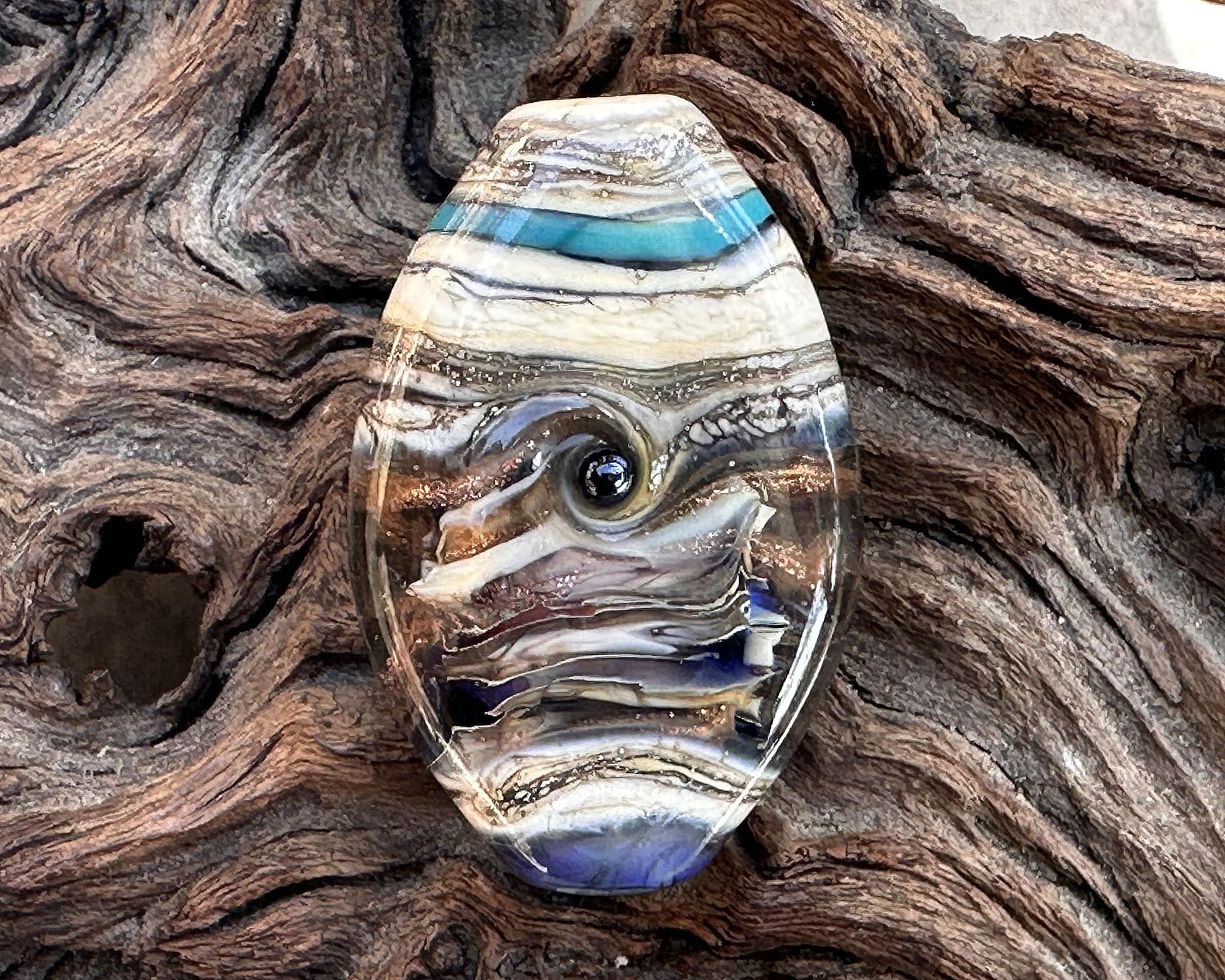 Handmade Blue Organic Lampwork Glass Focal Bead - SRA Certified Artisan Jewelry Component for Necklaces, Bracelets & DIY Crafting