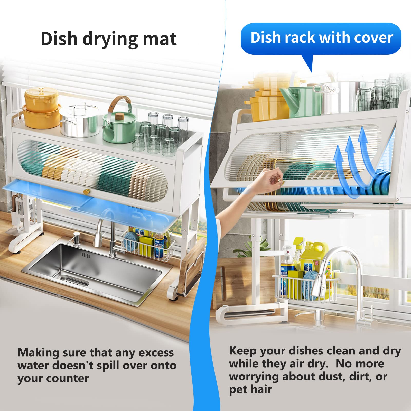 3-Tier Over The Sink Dish Drying Rack - Adjustable (28.34