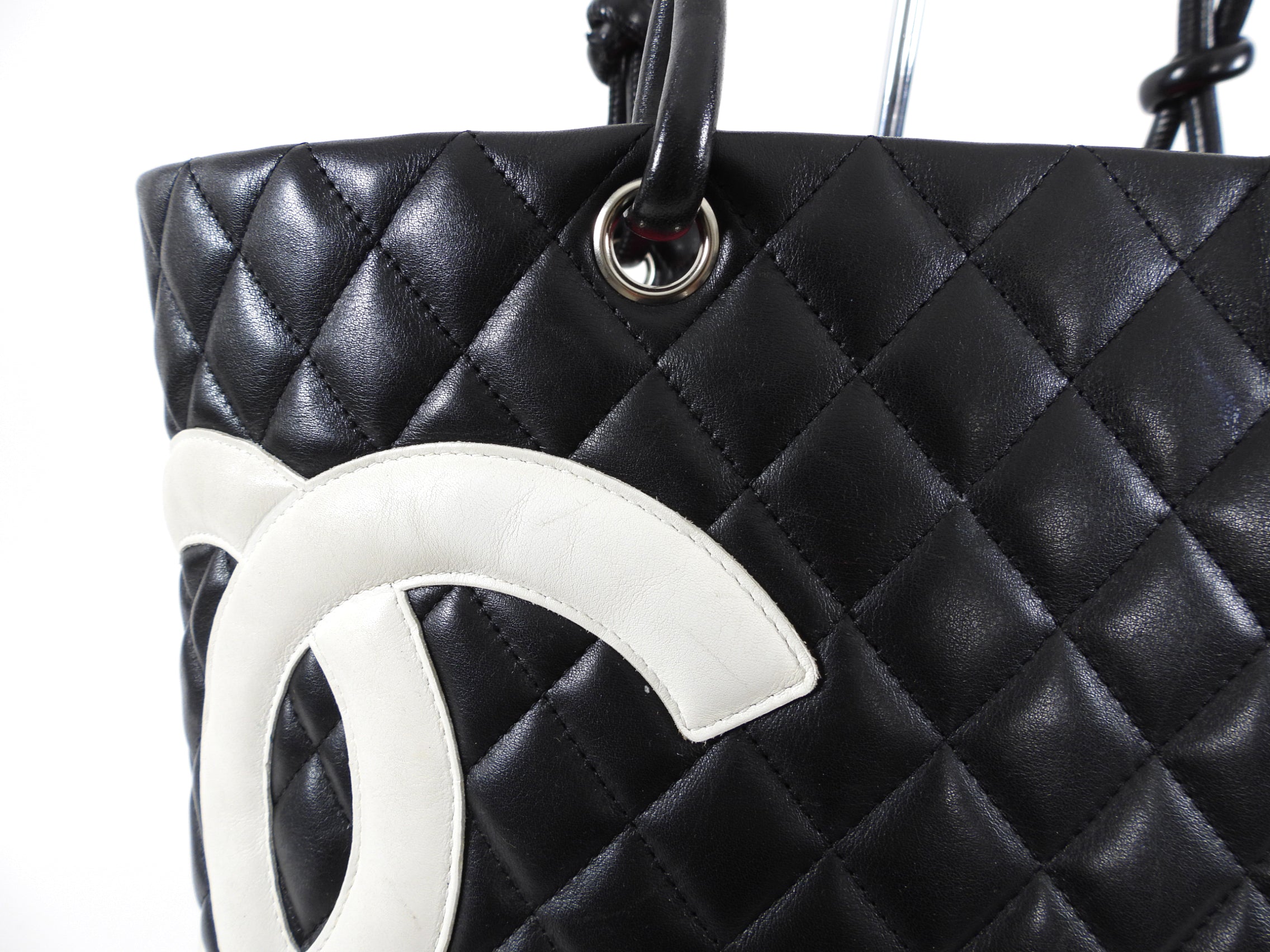 Authentic Chanel 2004 Cambon Black & White CC Logo Tote Bag - Luxury Designer Handbag for Women, Perfect for Work, Travel & Everyday Use